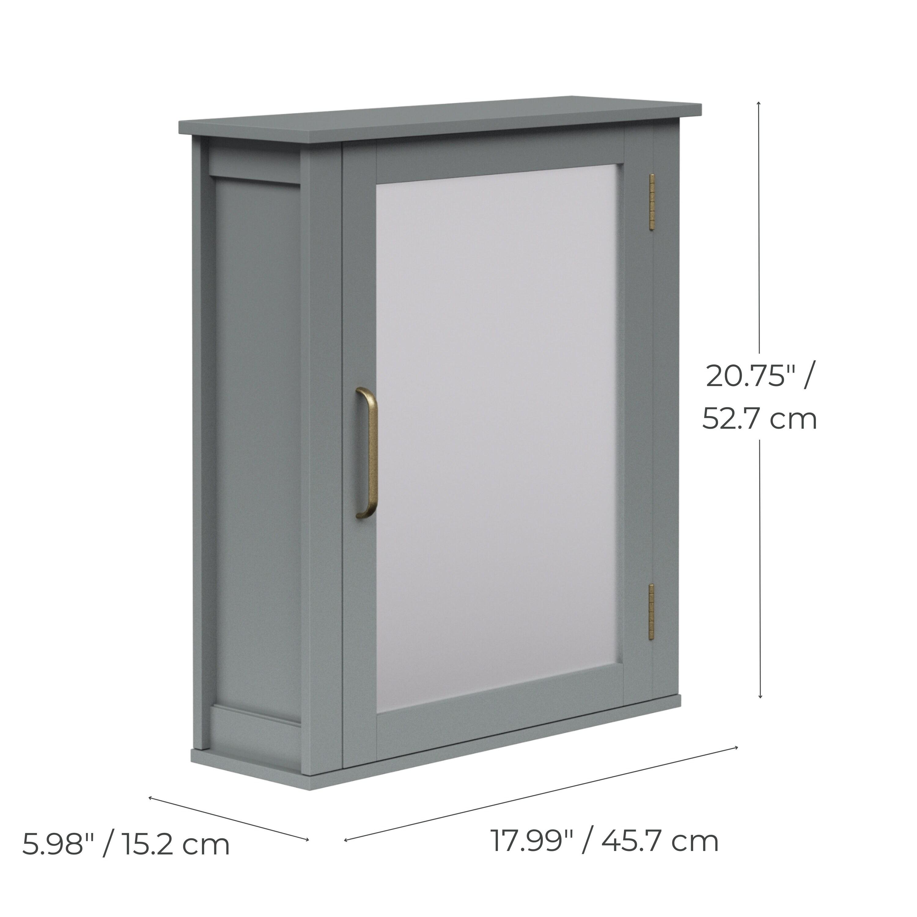 Greyleigh™ Church Strett Removable Wall Medicine Cabinet with Mirrored Door and Adjustable Shelf, Gray Modern Storage for Bathrooms