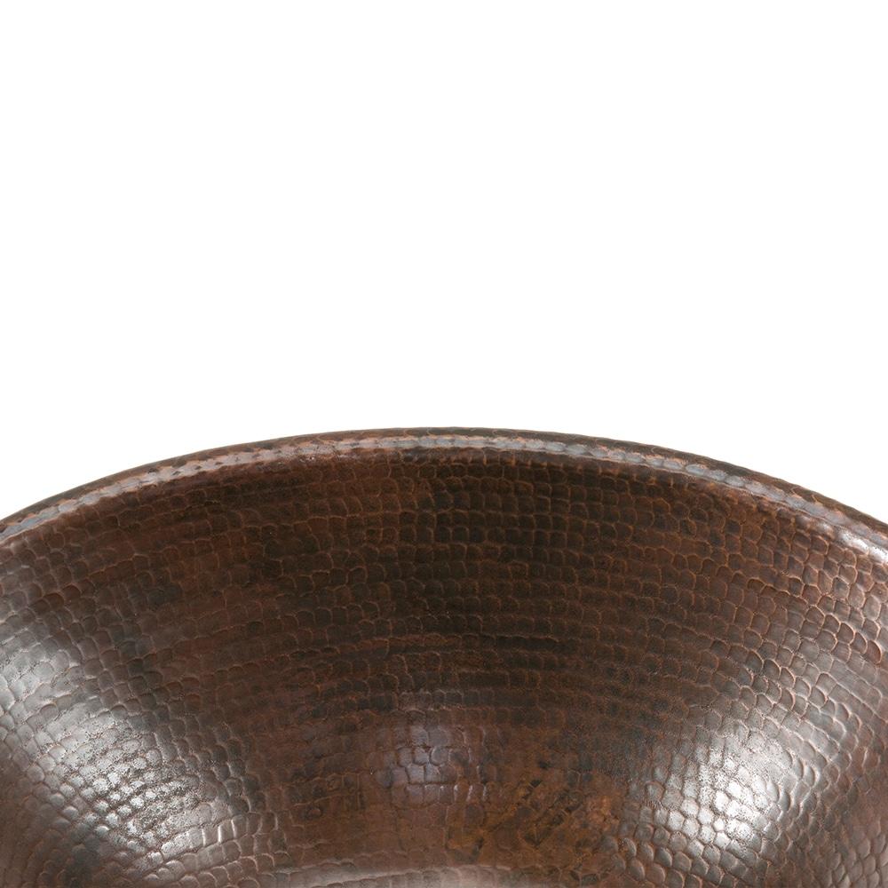 17" Oval Self Rimming Hammered Copper Bathroom Sink