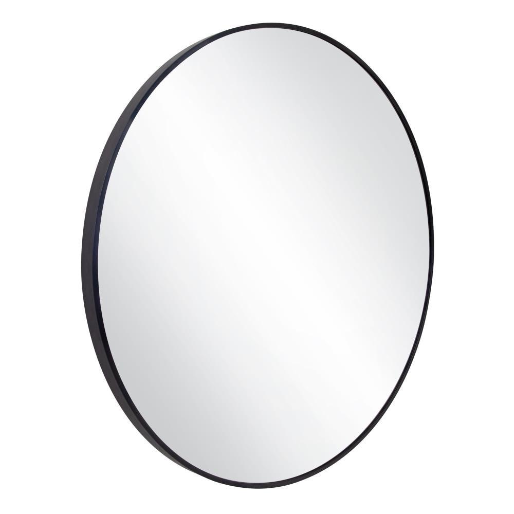 23.5 in. W x 23.5 in. H Metal Framed Flushmount Round Decorative Accent Bathroom Vanity Mirror with Black Frame