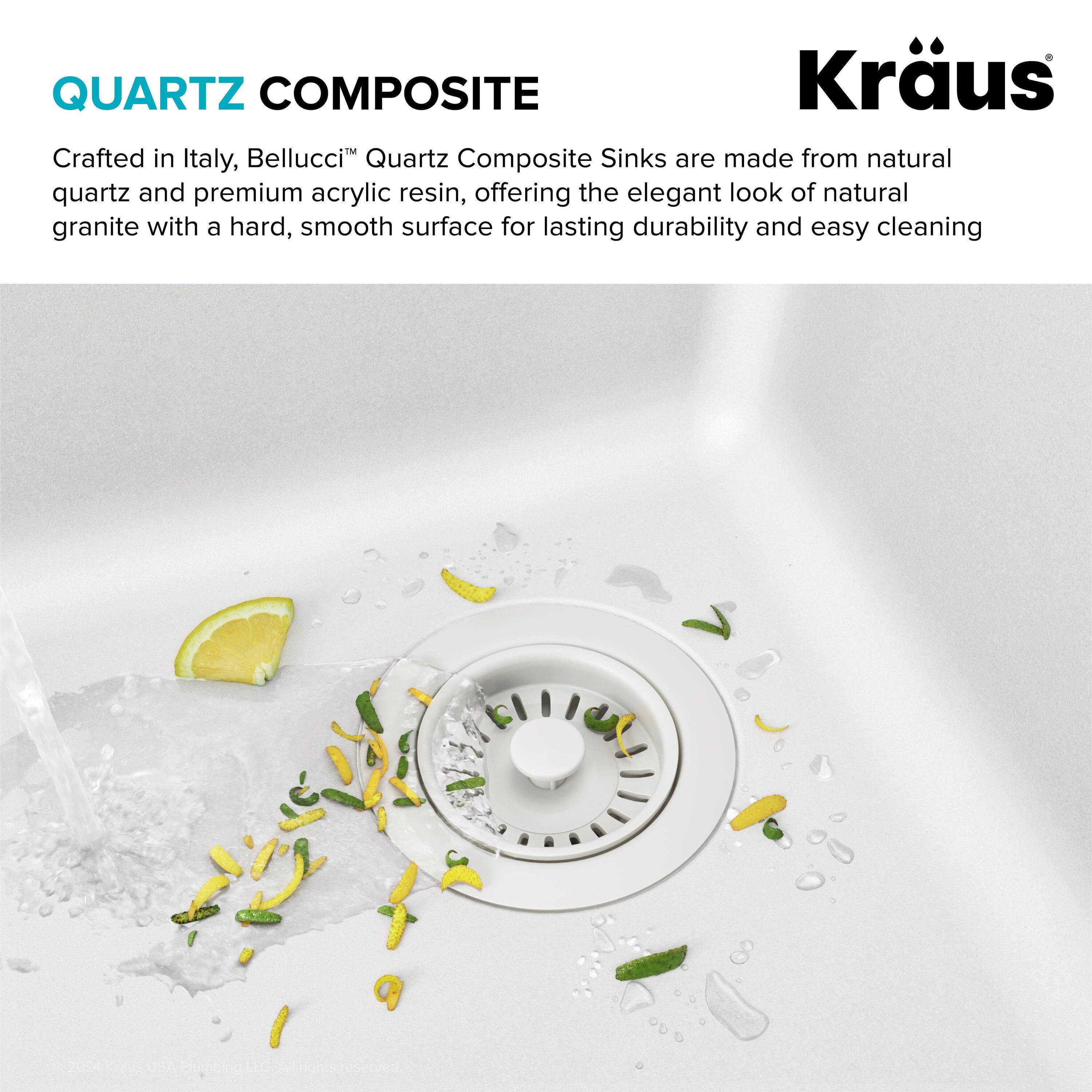 KRAUS Bellucci 33” Workstation Drop In Retrofit Farmhouse Single Bowl Granite Kitchen Sink With Accessories