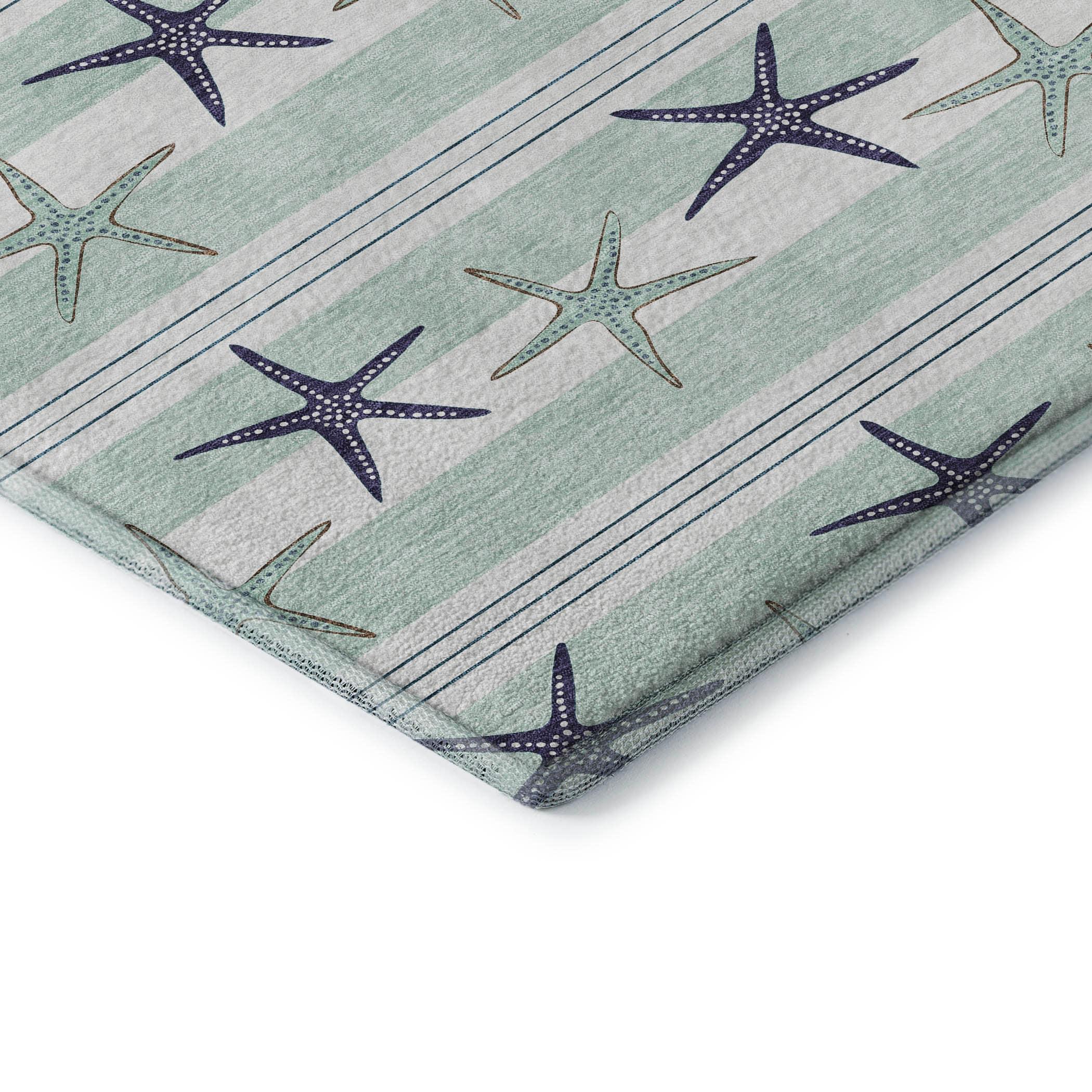 Addison Rugs Mayfield Washable Coastal Starfish Seaglass Rectangle Rug, 3' x 5'