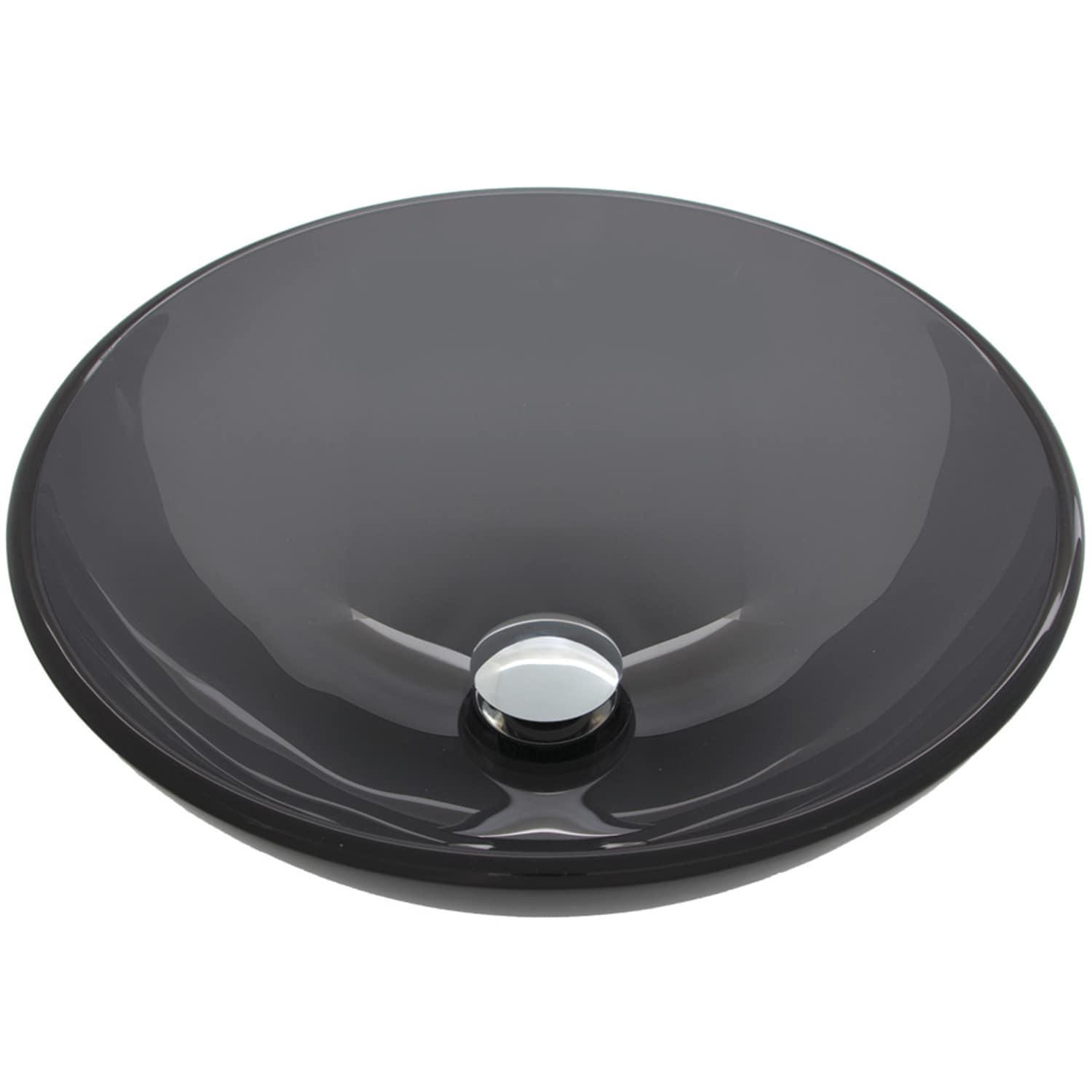 Giovanni Glass 17" L 17" W 6" H Round Vessel Bathroom Sink