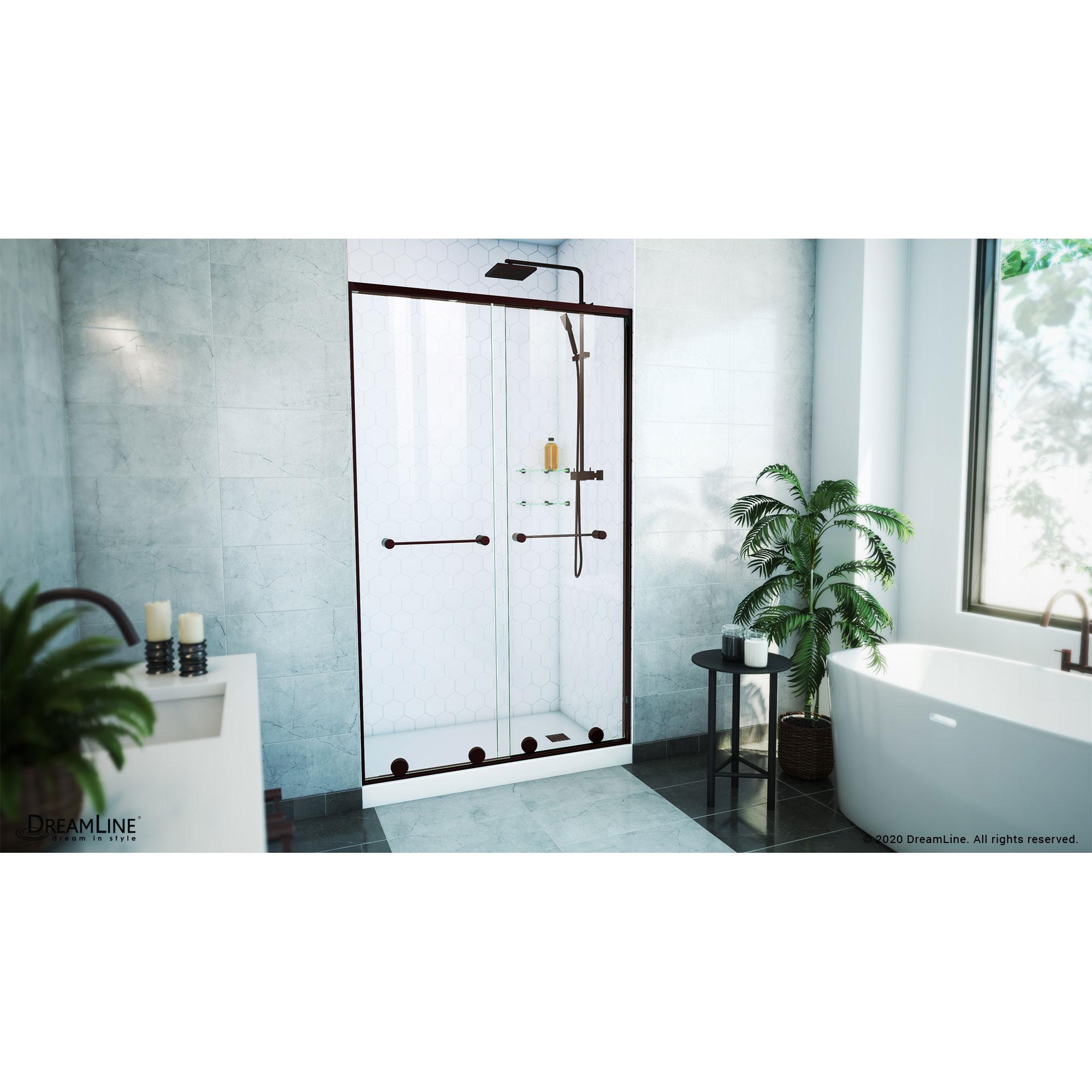 Dreamline Sdha48w760vxx Harmony 76" High X 48" Wide Bypass Semi Frameless Shower Door -