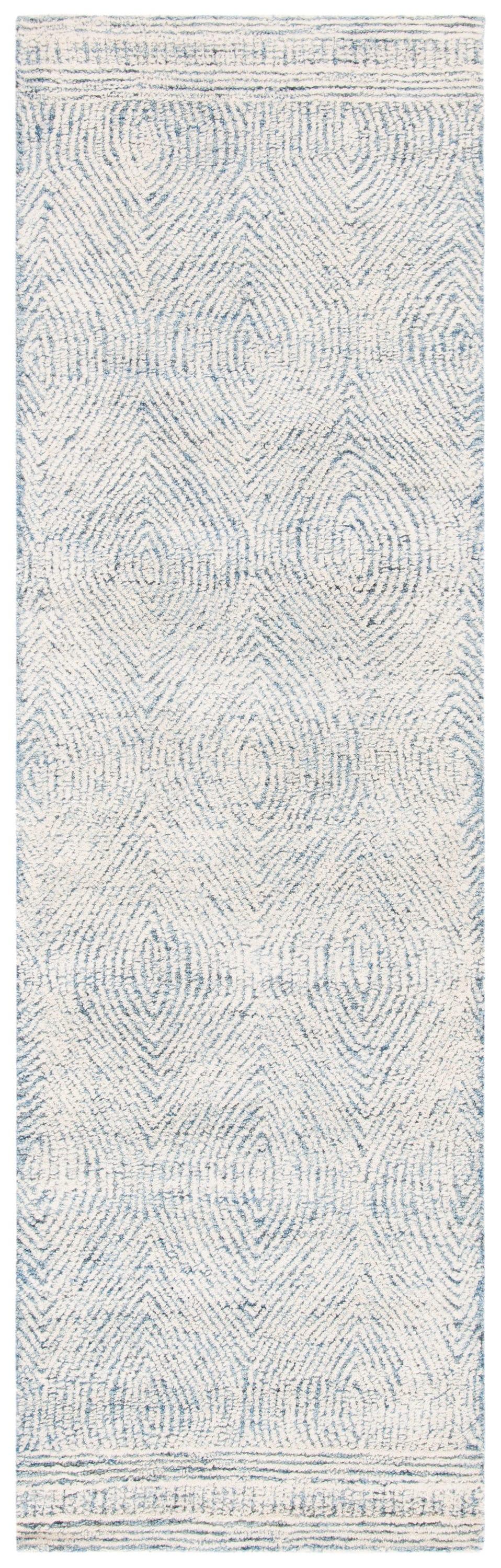 Abstract ABT340 Handmade Indoor Runner - Ivory/Blue - 2'-3"x12' - Safavieh