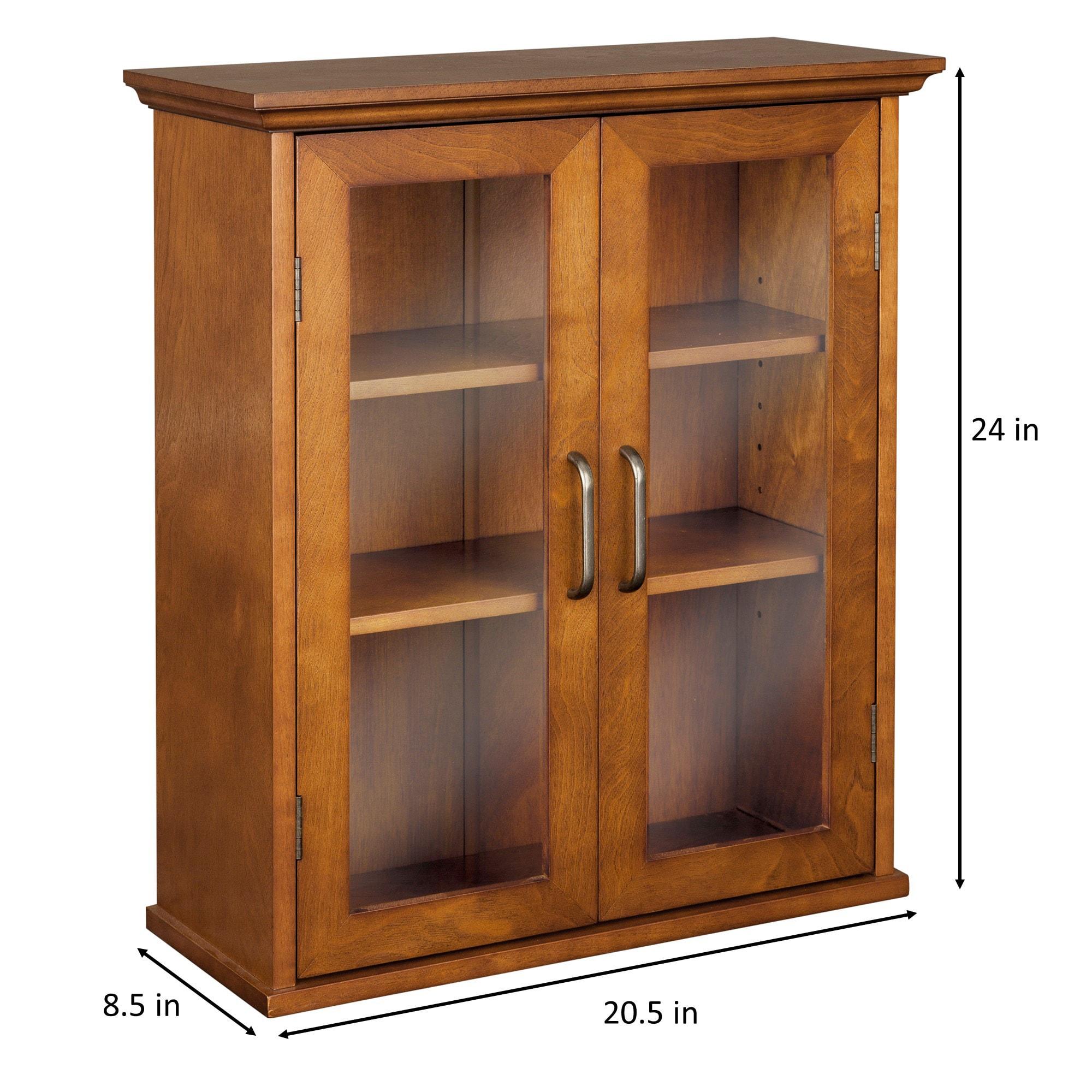 Oil Oak Two-Door Wall Cabinet with Adjustable Shelves