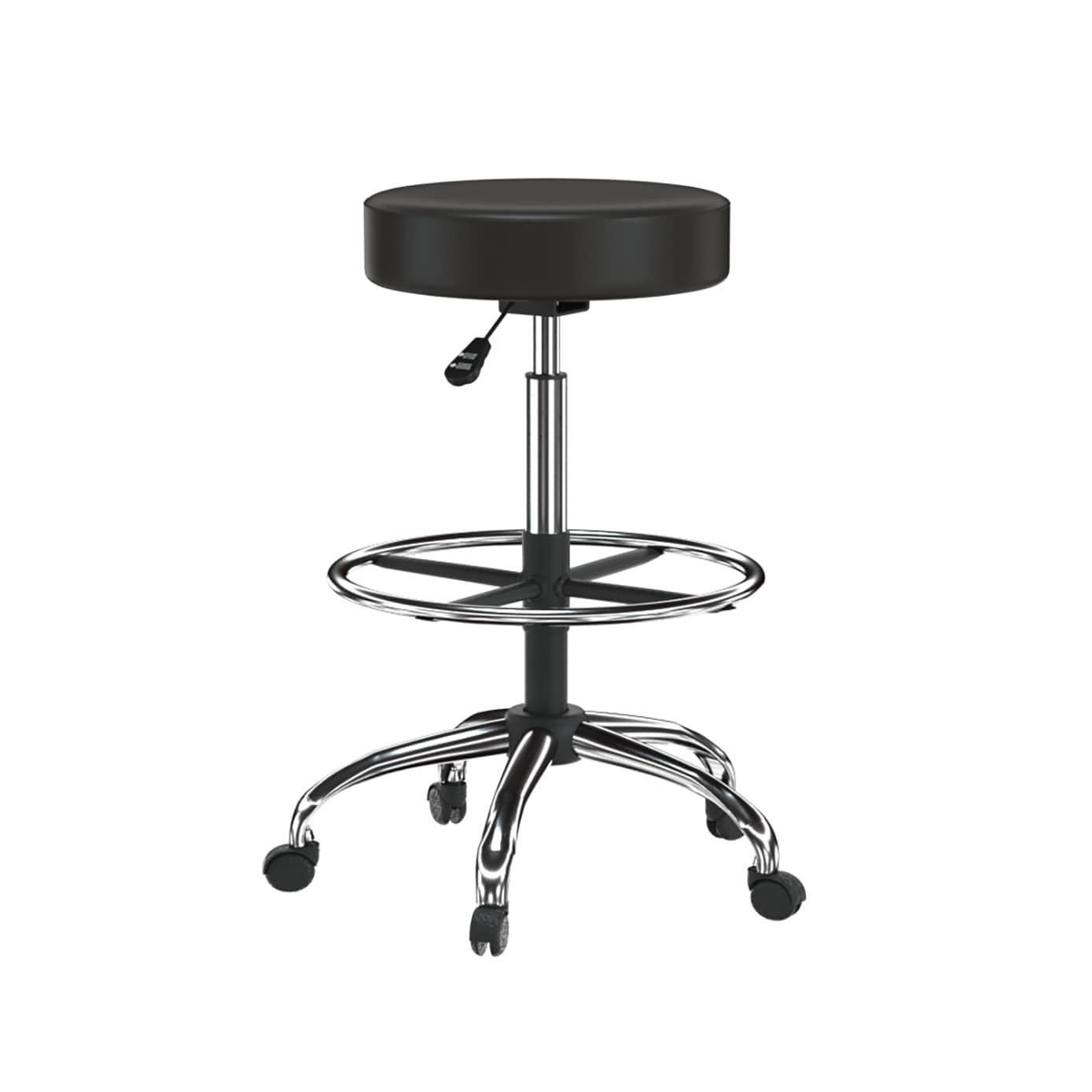 Medical/Drafting Stool Black - Boss Office Products: Antimicrobial Vinyl, Molded Foam, Adjustable Height, Metal Base, No Assembly Required