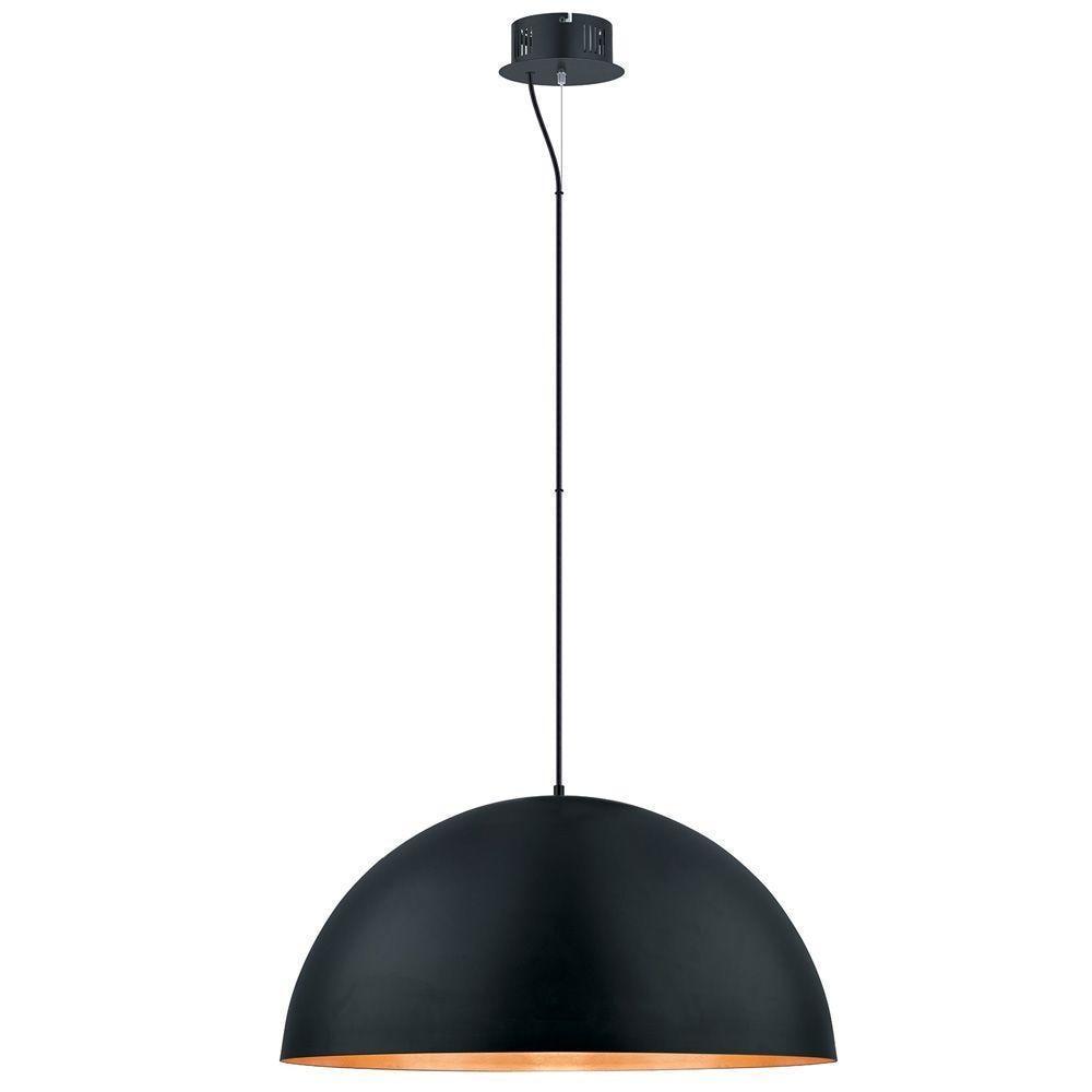 32" 1-Light Gaetano LED Pendant Black and Gold - EGLO: Contemporary Iron Bowl Shade, ETL Listed, Adjustable