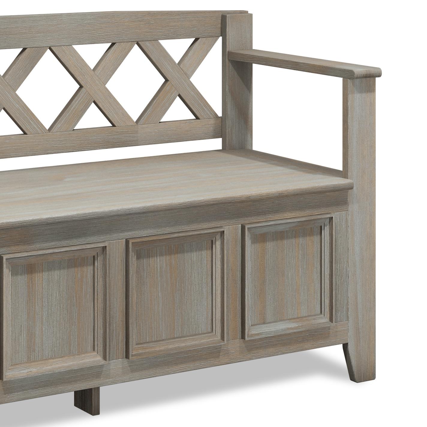 Simpli Home Amherst Solid Wood Entryway Storage Bench in Gray