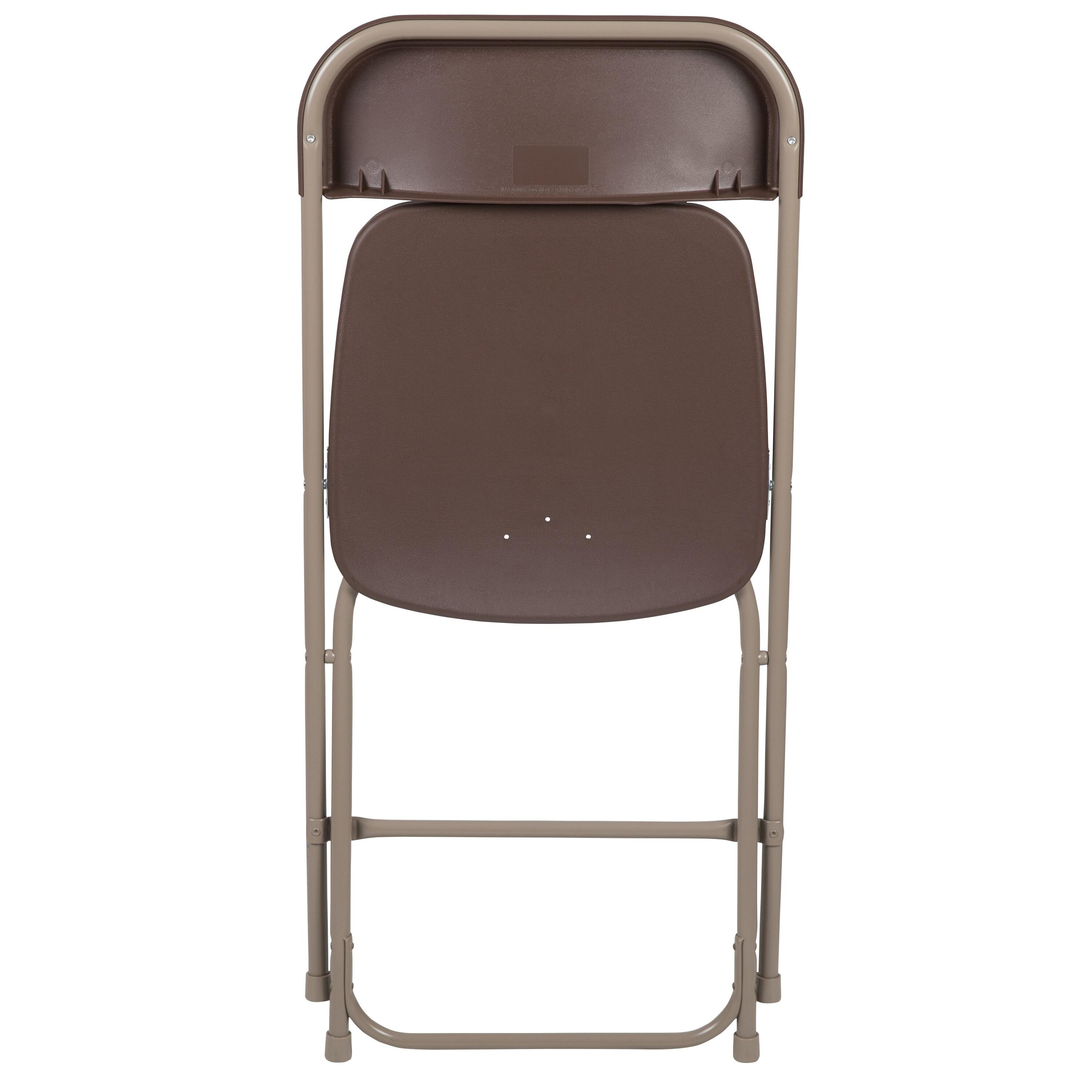 Flash Furniture Hercules Series Plastic Folding Chair Brown - 2 Pack 650LB Weight Capacity Comfortable Event Chair-Lightweight Folding Chair