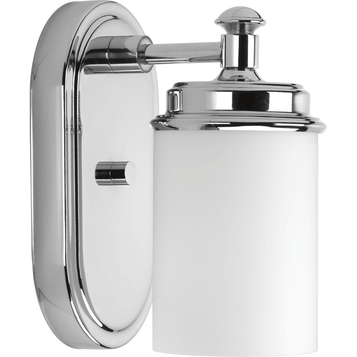 Progress Lighting Glide Collection 1-Light Wall Sconce, Polished Chrome, Etched Opal Glass