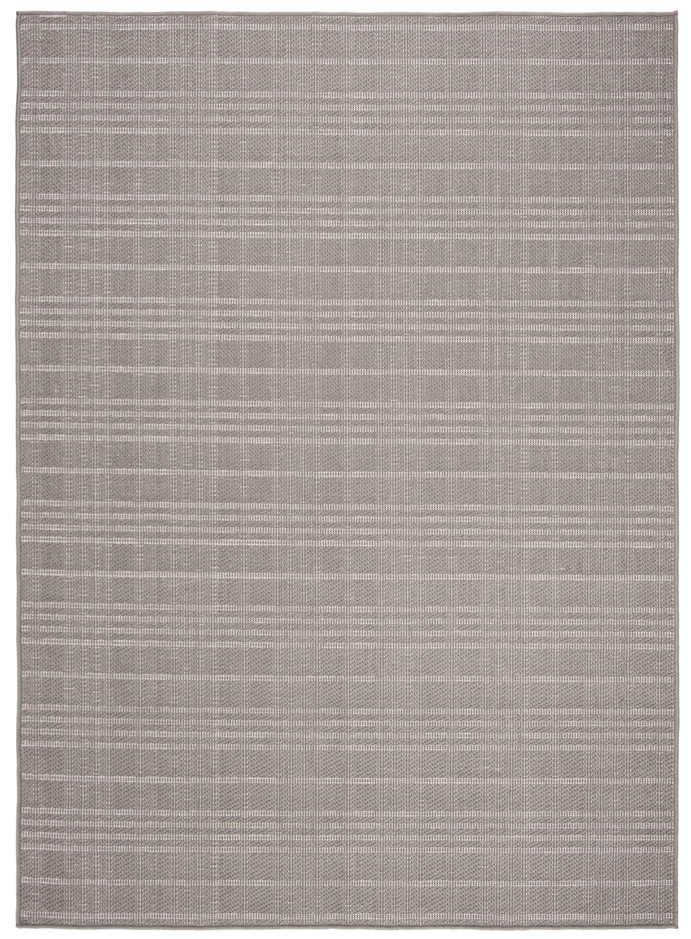 Transitional Geometric Gray Flat Woven Indoor-Outdoor Rug - 6'7" x 9'2"