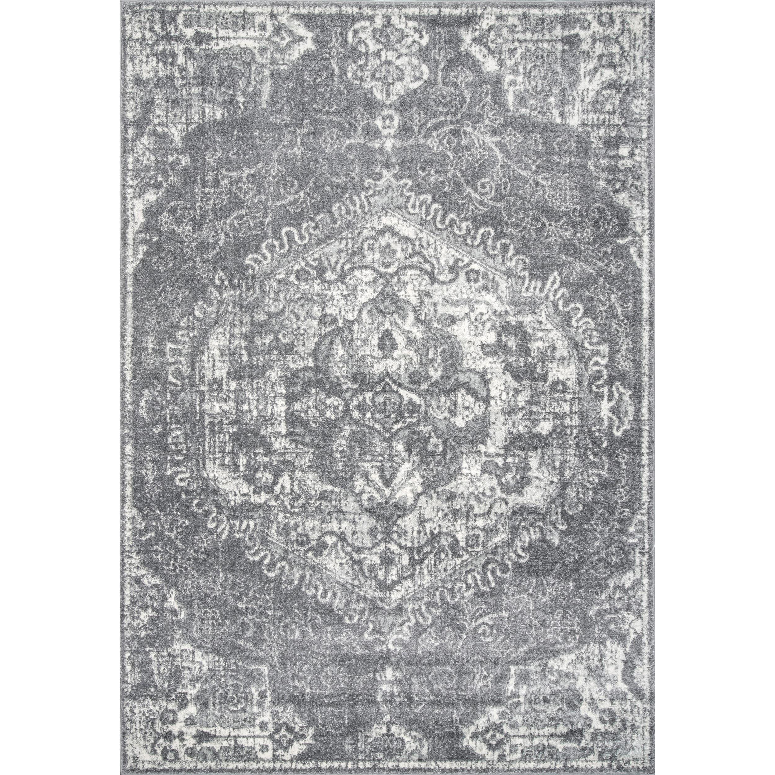 Nuloom Maranda Oriental/Persian 5x7 Indoor Area Rug for Living Room Bedroom Dining Room Kitchen, Dark Grey/Ivory