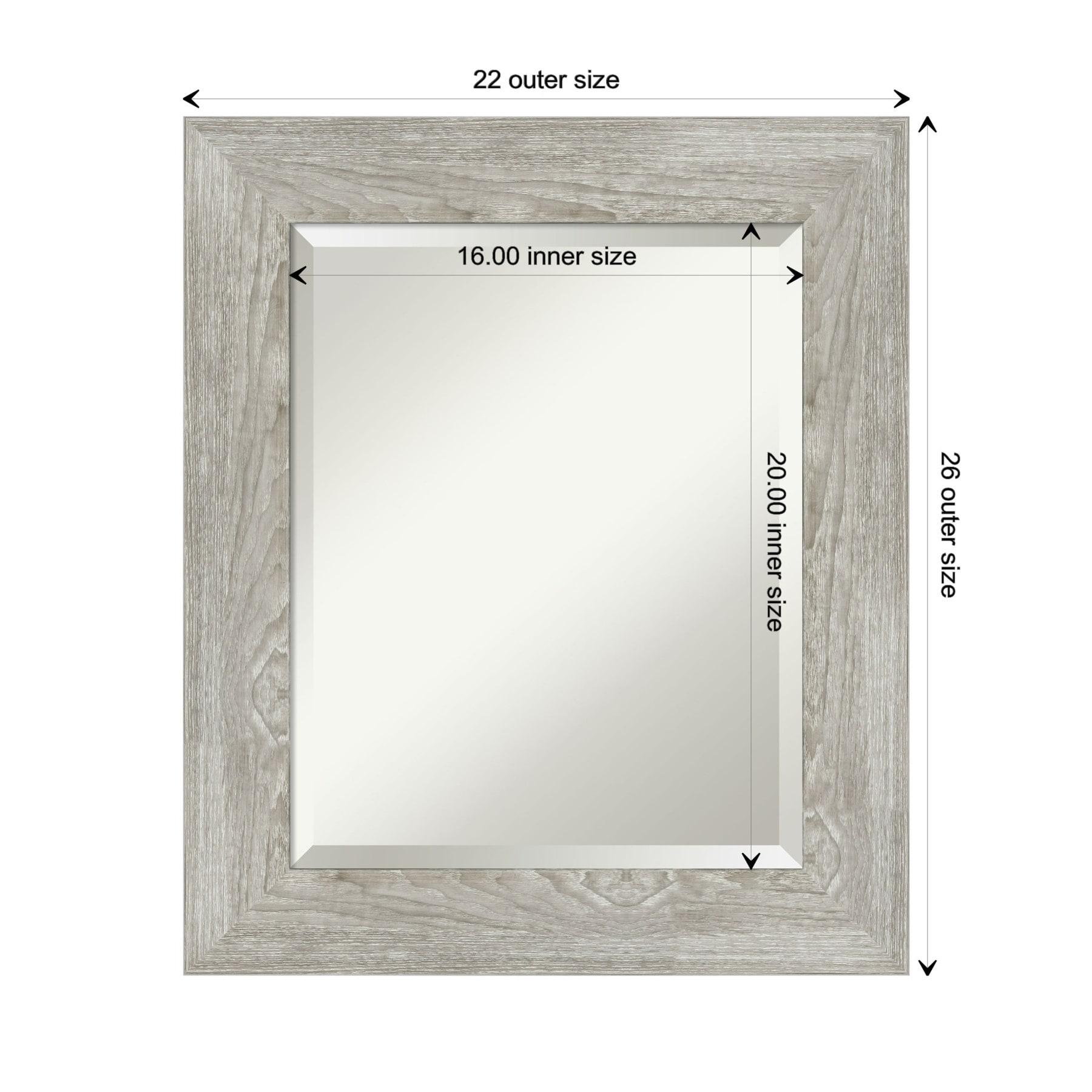 22" x 26" Dove Graywash Framed Bathroom Vanity Wall Mirror - Amanti Art: Modern, Beveled, Wood Frame
