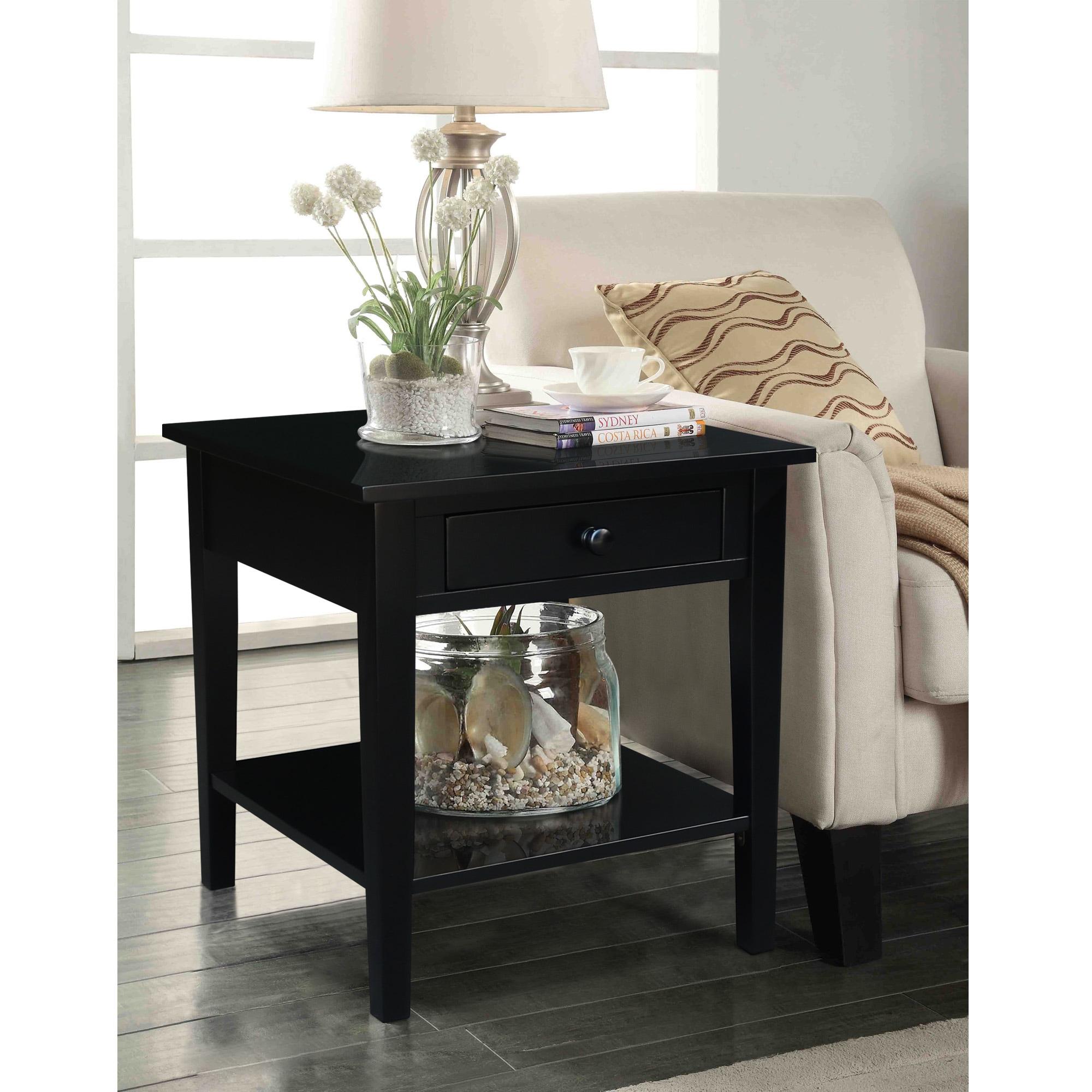 International Concepts Spencer End Table Black: Modern Square Design, Hardwood Frame, 24x24 Size, Spot Clean