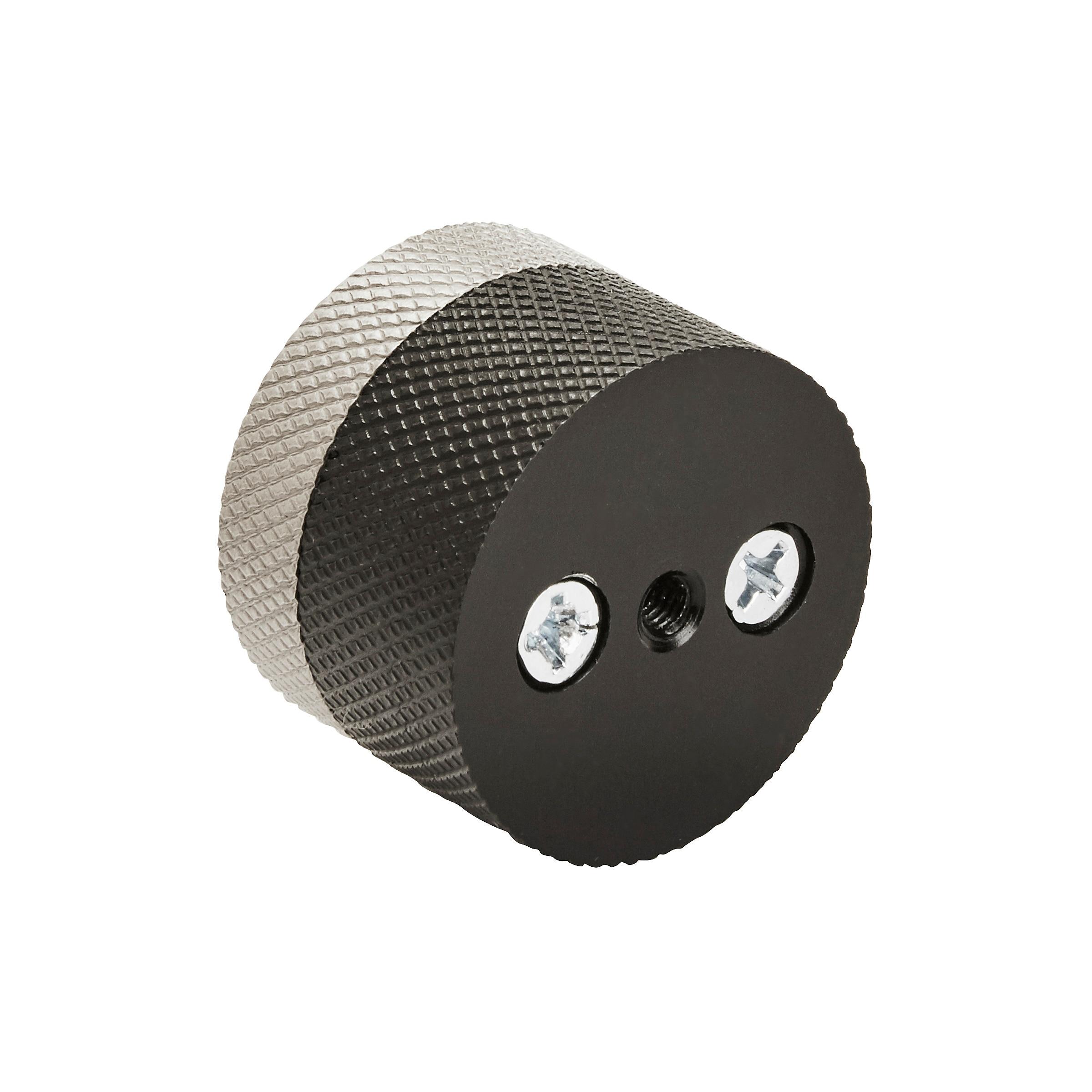 Matte Black and Silver Aluminum Round Cabinet Knob