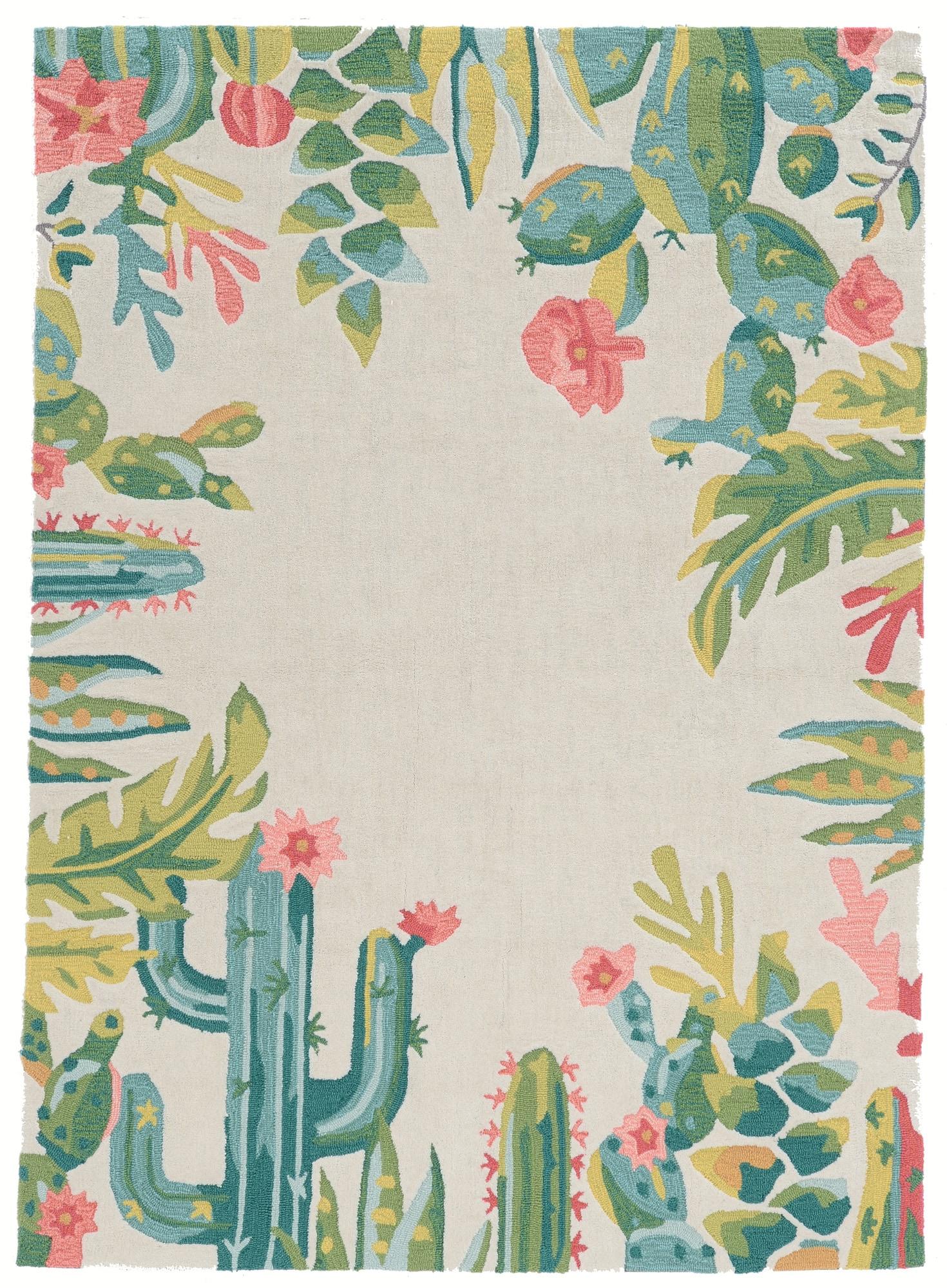 Trio Saguaro Ivory Multi Area Rug 8x10 Transitional Contemporary Design