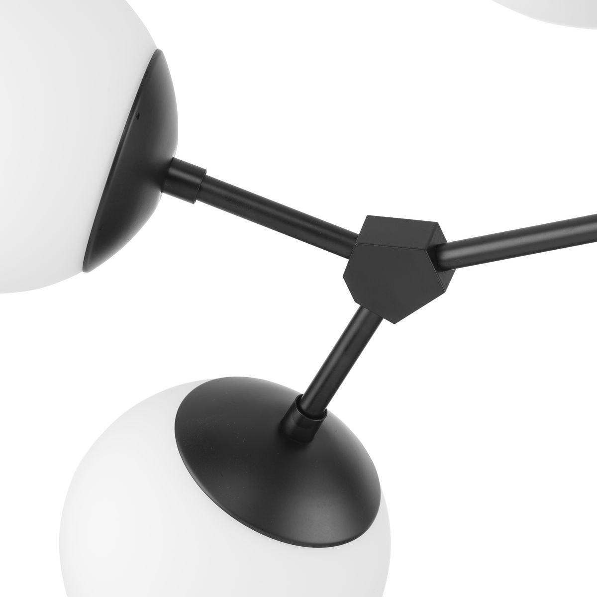 Progress Lighting Haas 6-Light Chandelier, Matte Black, Etched Opal Glass Globes, Design Series