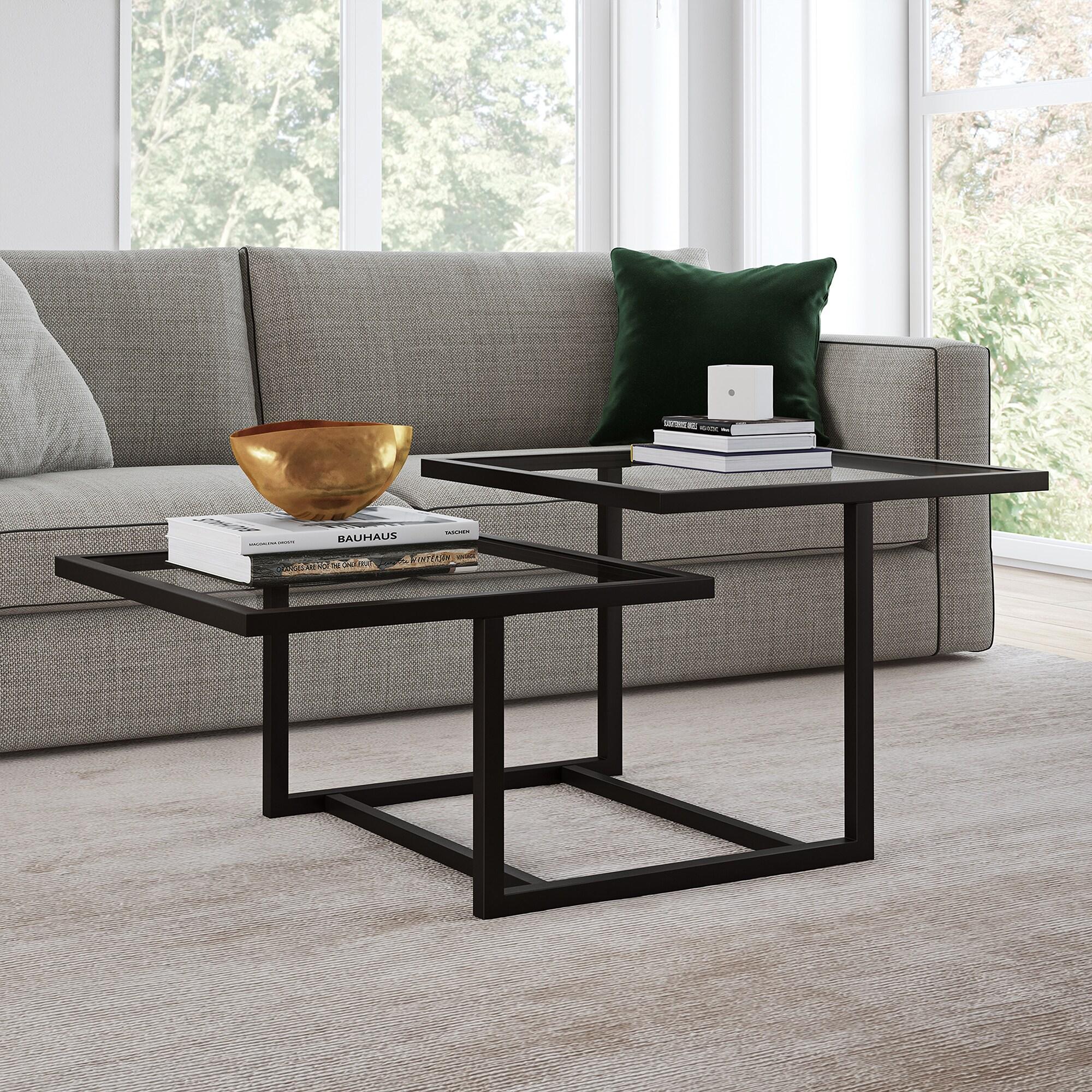 Evelyn&Zoe Amalie 43" Wide Square Coffee Table, Blackened Bronze
