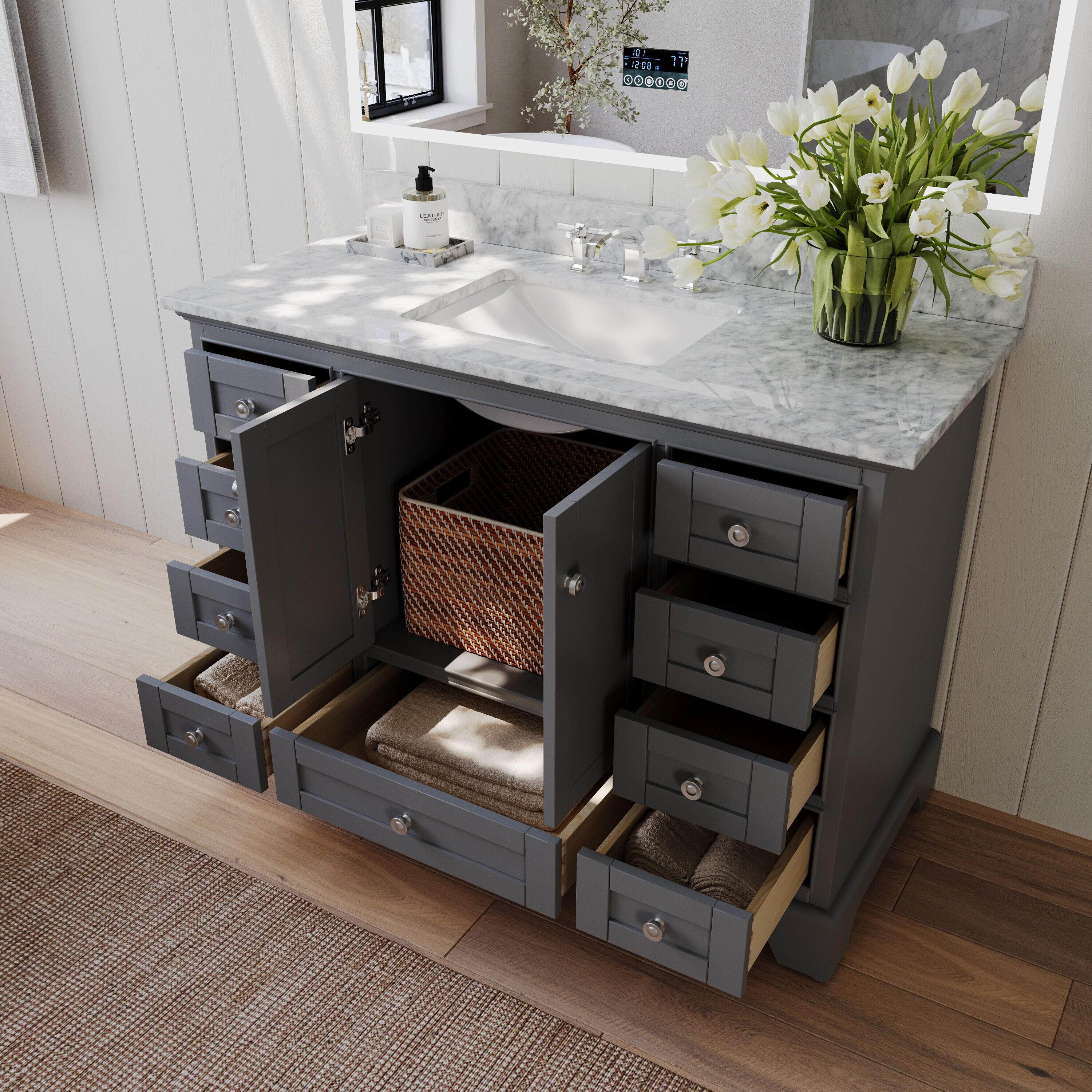 Ancerre Designs Audrey 48" Wood Bathroom Vanity Set in Sapphire Gray