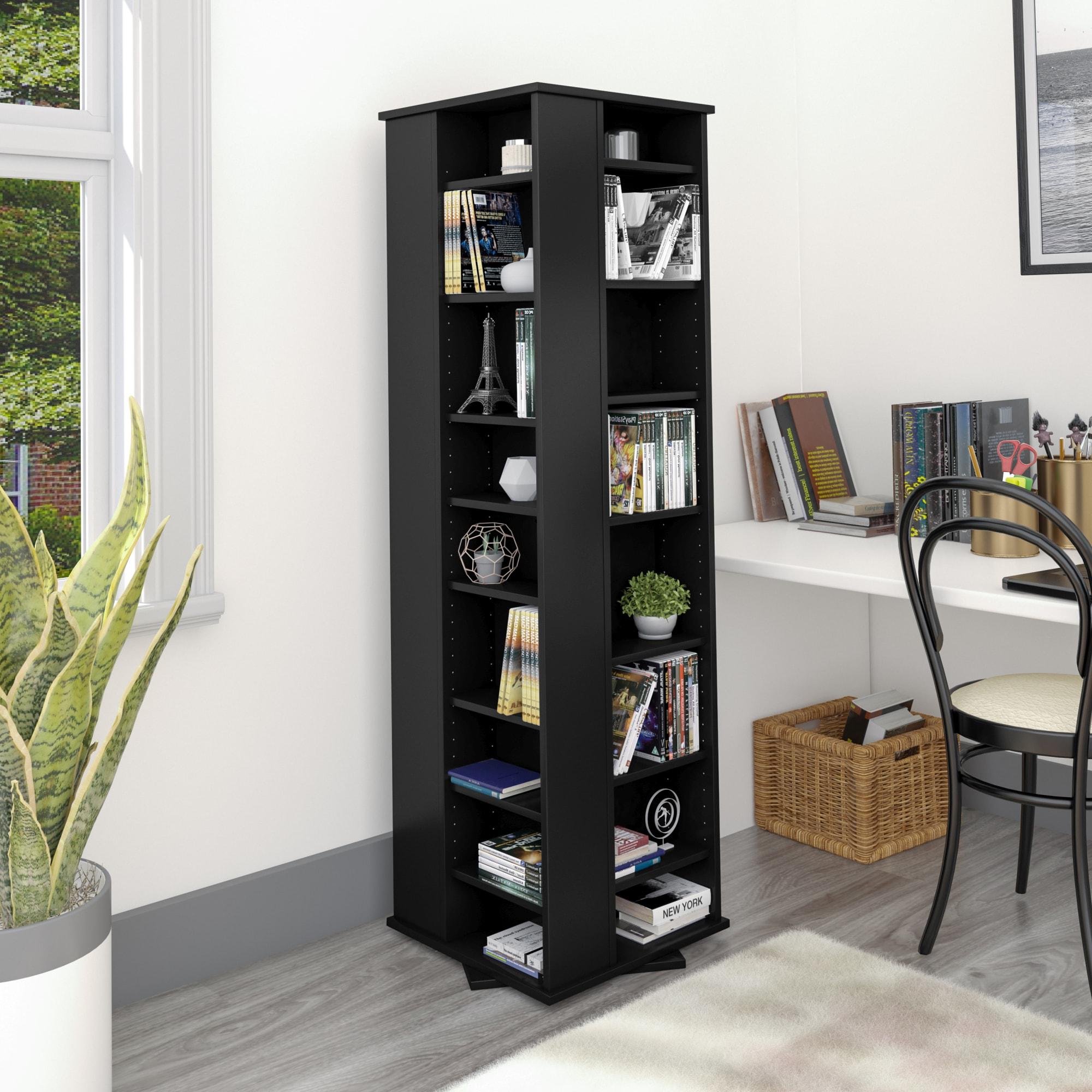 4 Sided Spinning Media Storage Black - Prepac: Holds 1040 CDs, 476 DVDs, Adjustable Shelves