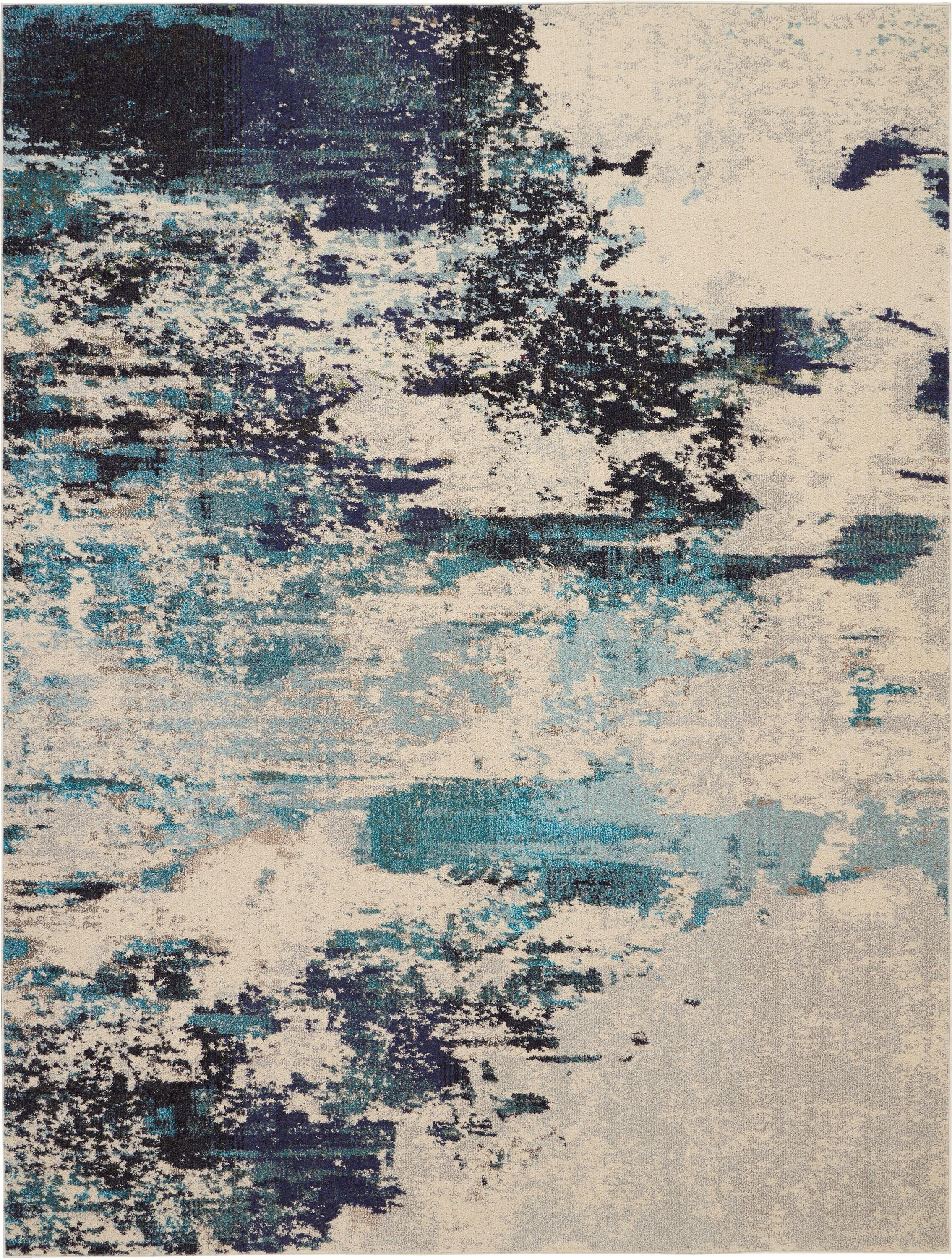 Nourison Celestial CES02 Ivory/Teal Blue Area Rug 7'10" x 10'6"