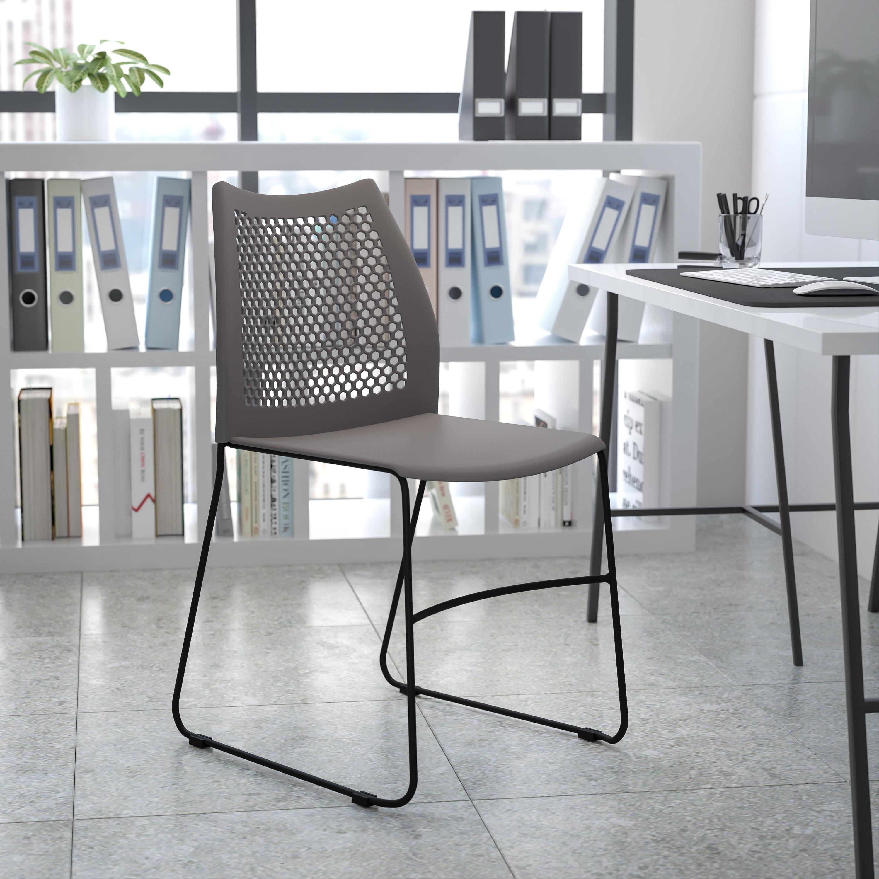 Antonia 661 lb. Capacity Stack Chair with Air-Vent Back and Powder Coated Sled Base