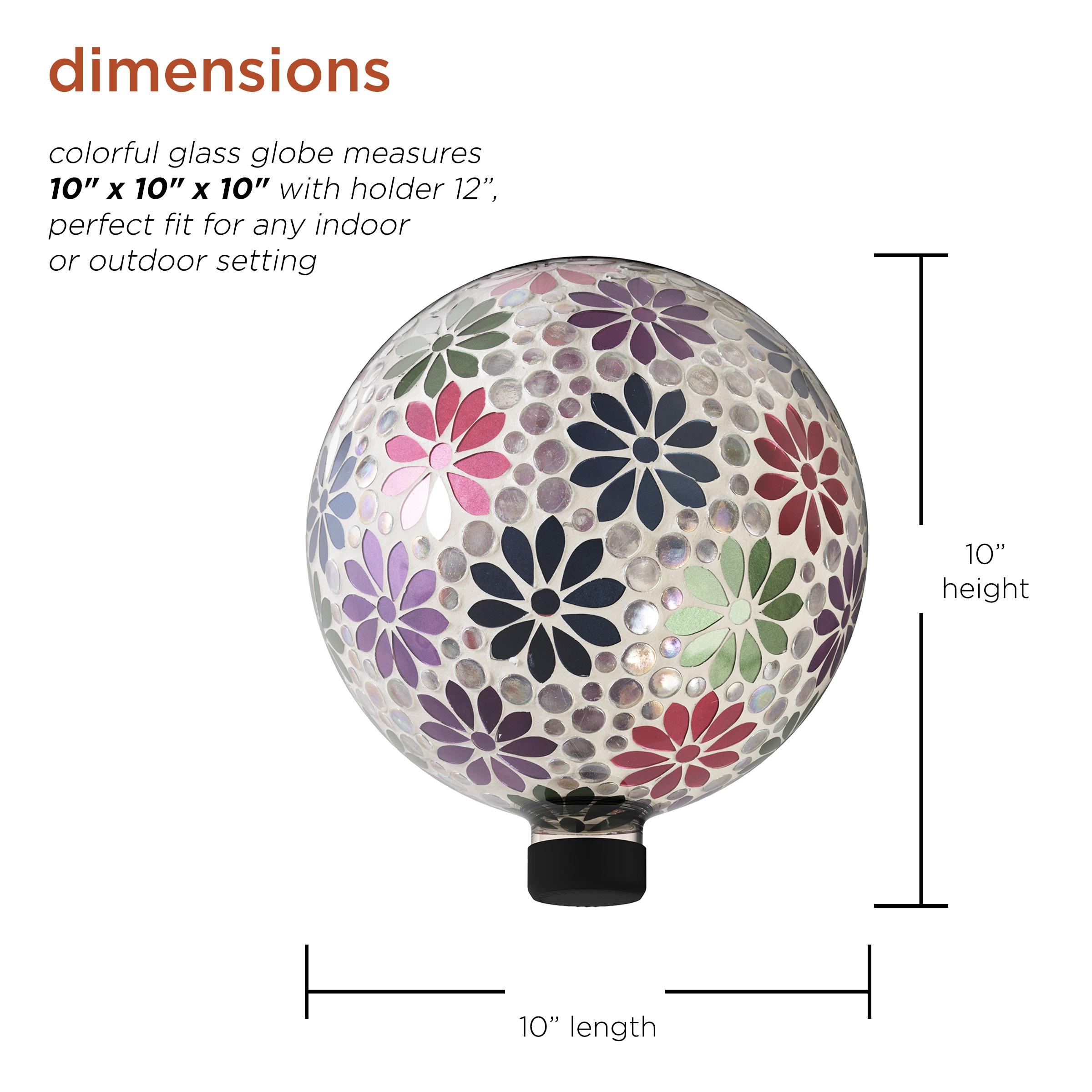 Alpine Corporation 10" Glass Mosaic Floral Gazing Globe, Multicolor