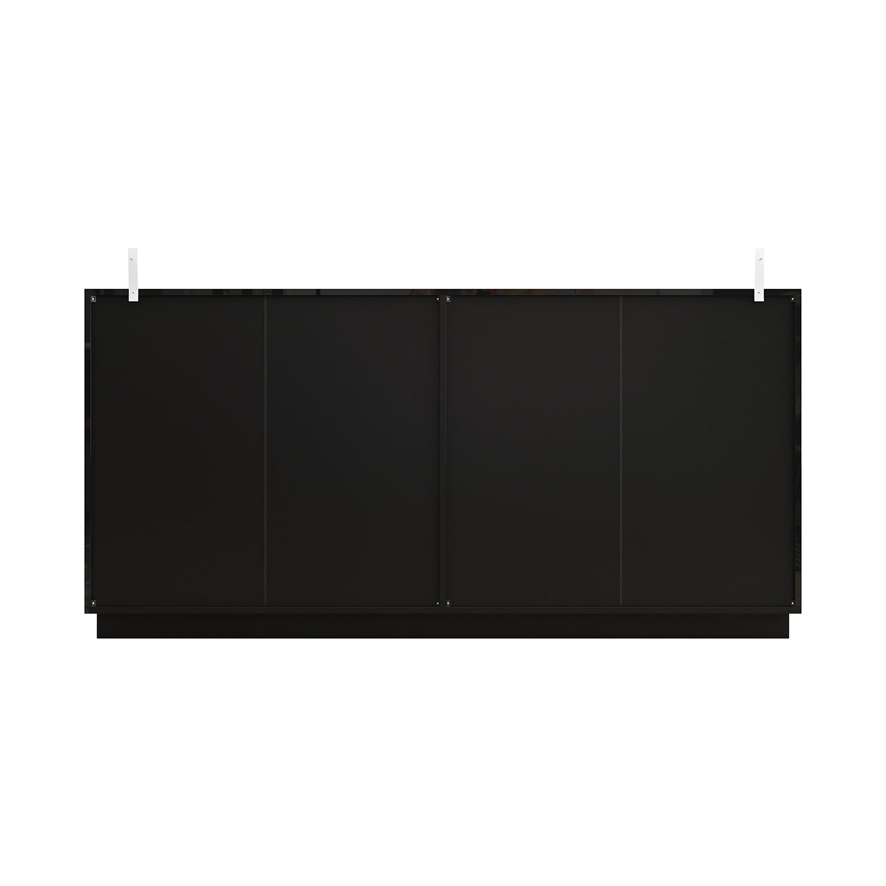 Black 8-Drawer 63 in. W Wood Double Dresser Chest of Drawers Bedroom Storage Organizer in With High Gloss and LED Lights