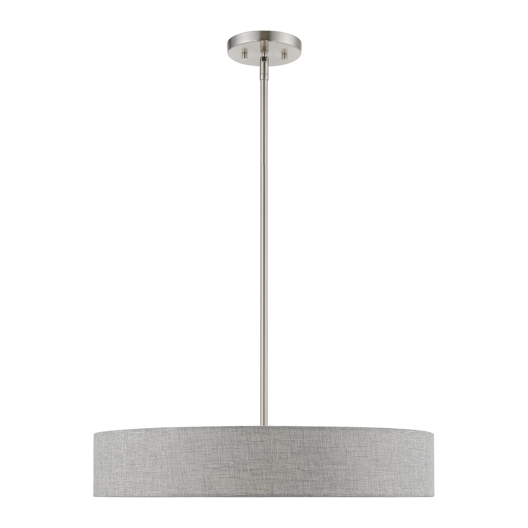 Livex Lighting Elmhurst 4 - Light Pendant in  Brushed Nickel/Shiny White