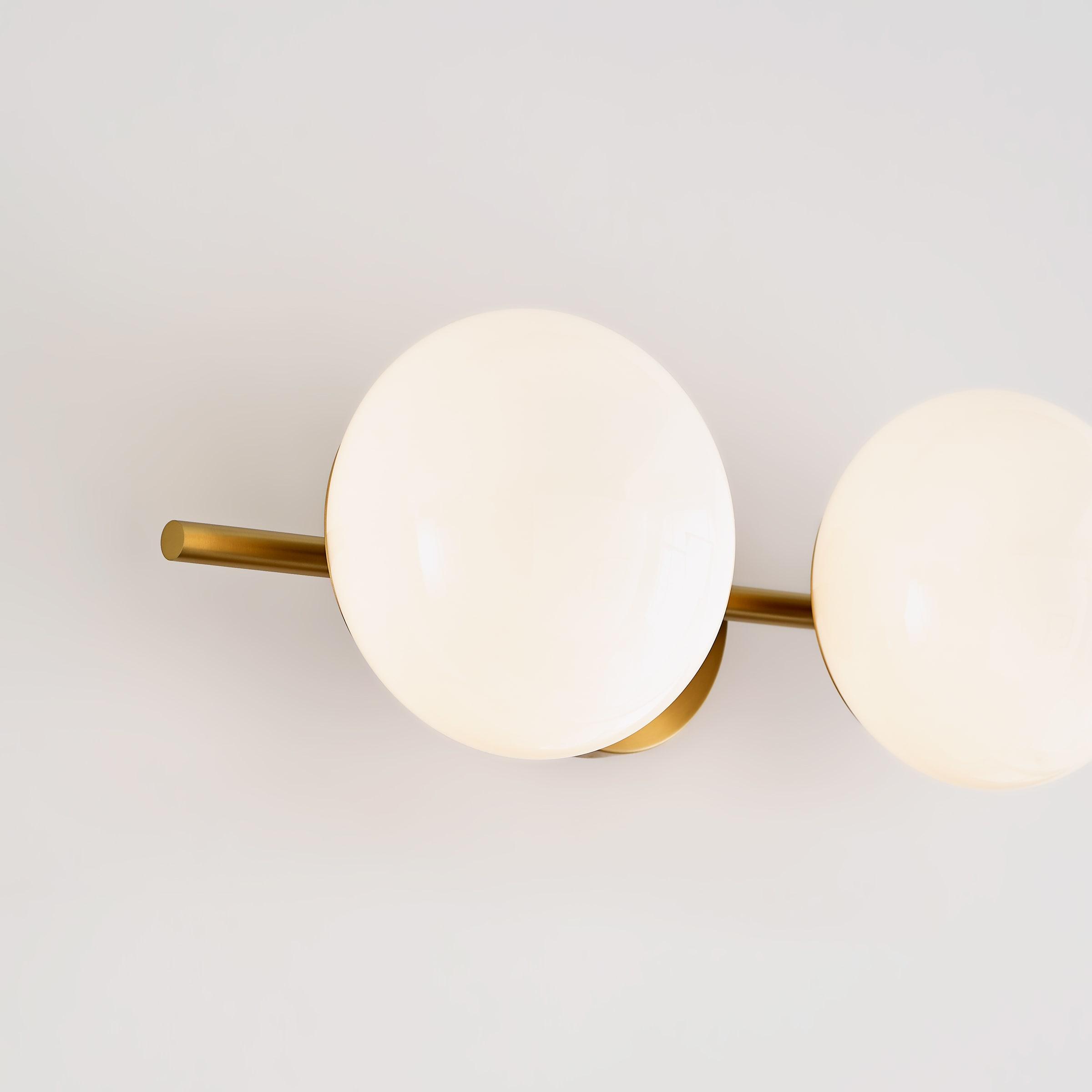 Ellen DeGeneres Crafted Symmetrical 2-Light Vanity in Burnished Brass with Milk White Glass