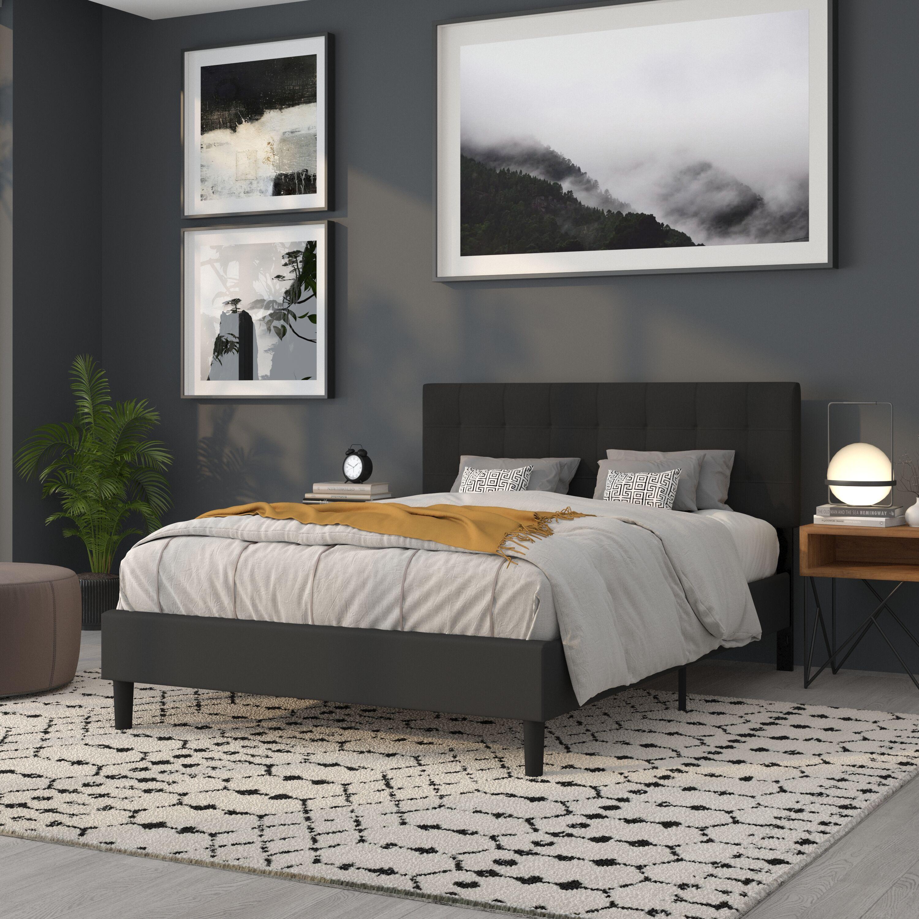Flash Furniture Bedford Tufted Upholstered Queen Size Headboard in Black Fabric