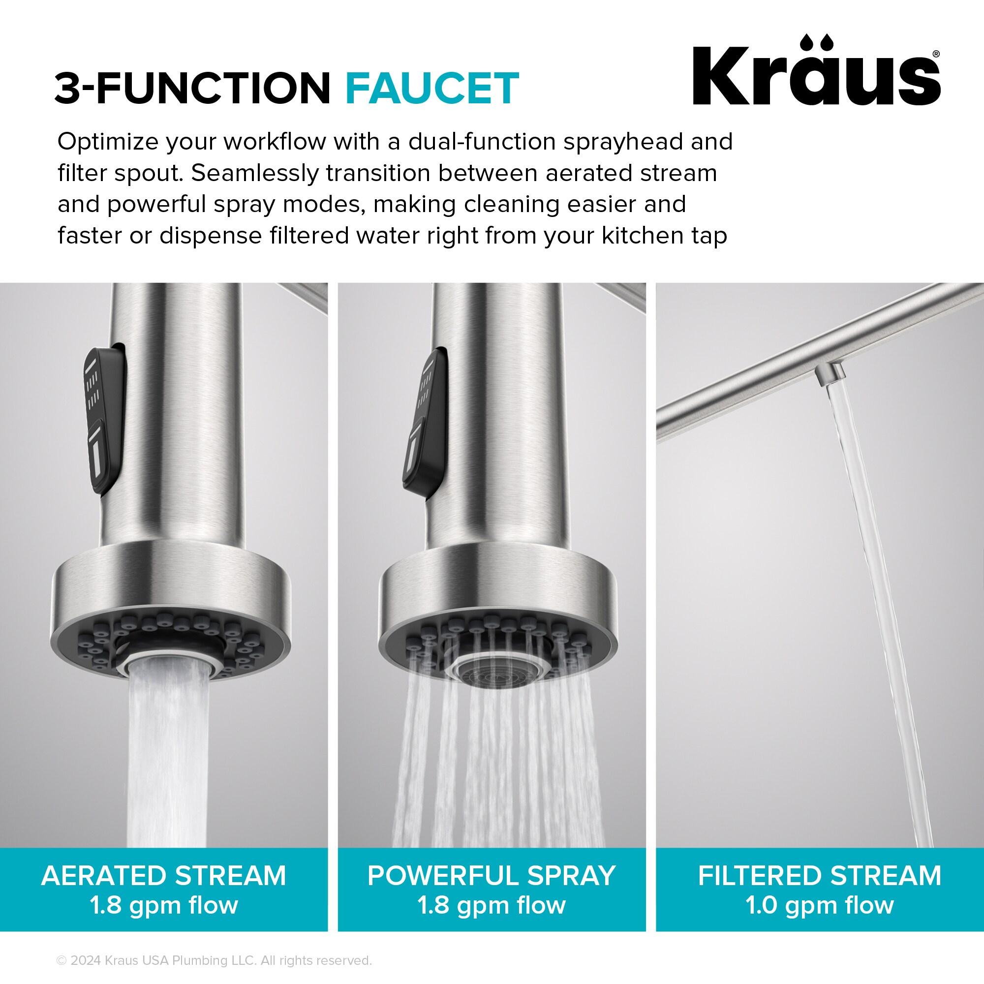 Chrome Pull-Down Single Handle Kitchen Faucet with Spray