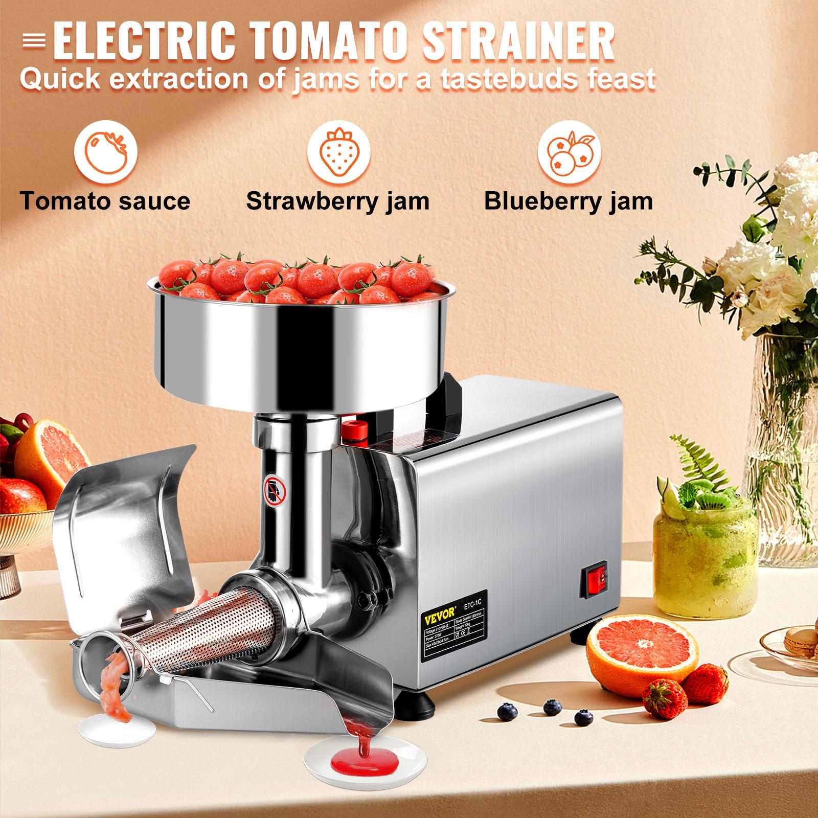 Stellweilan Tessberg 110V Electric Tomato Strainer 370W Commercial Grade Tomato Milling Machine Stainless Steel Tomato Press and Strainer 90-160 Kg/H Pure Copper Motor Food Strainer and Sauce Maker