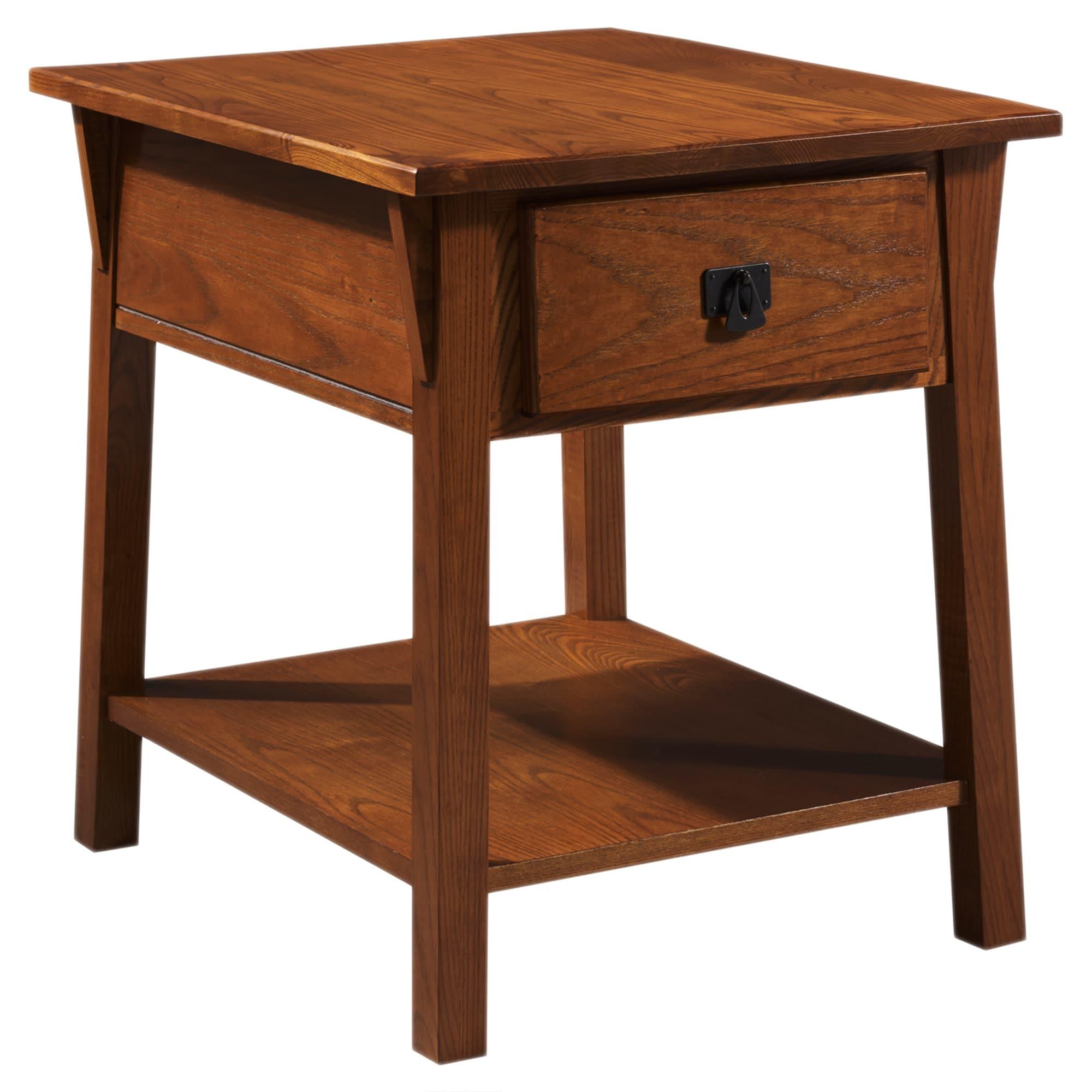 Mission Solid + Manufactured Oak Wood Side Table in Russet