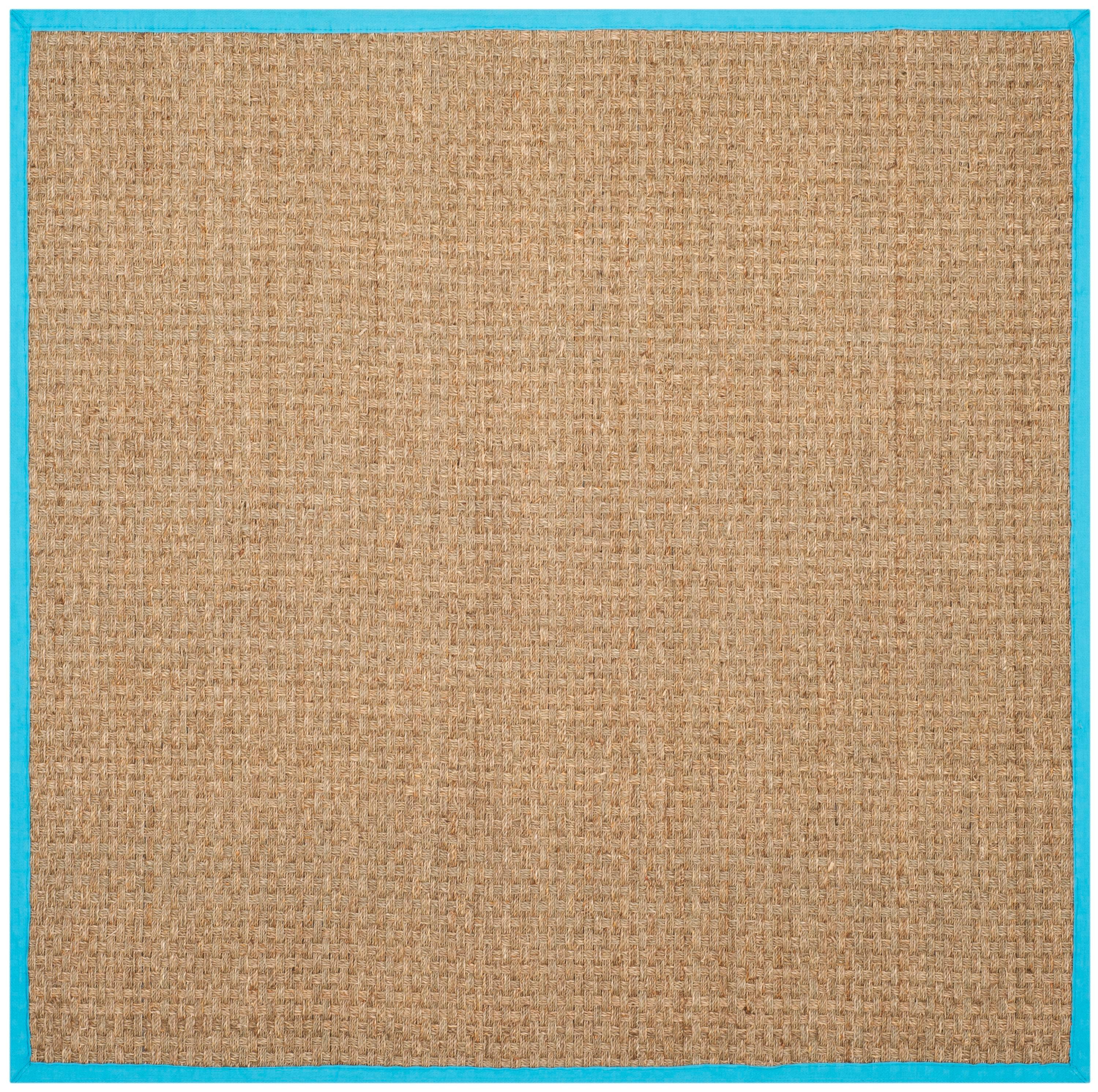 Natural Fiber NF114 Power Loomed Area Rug - Natural/Turquoise - 6'x6' - Safavieh.