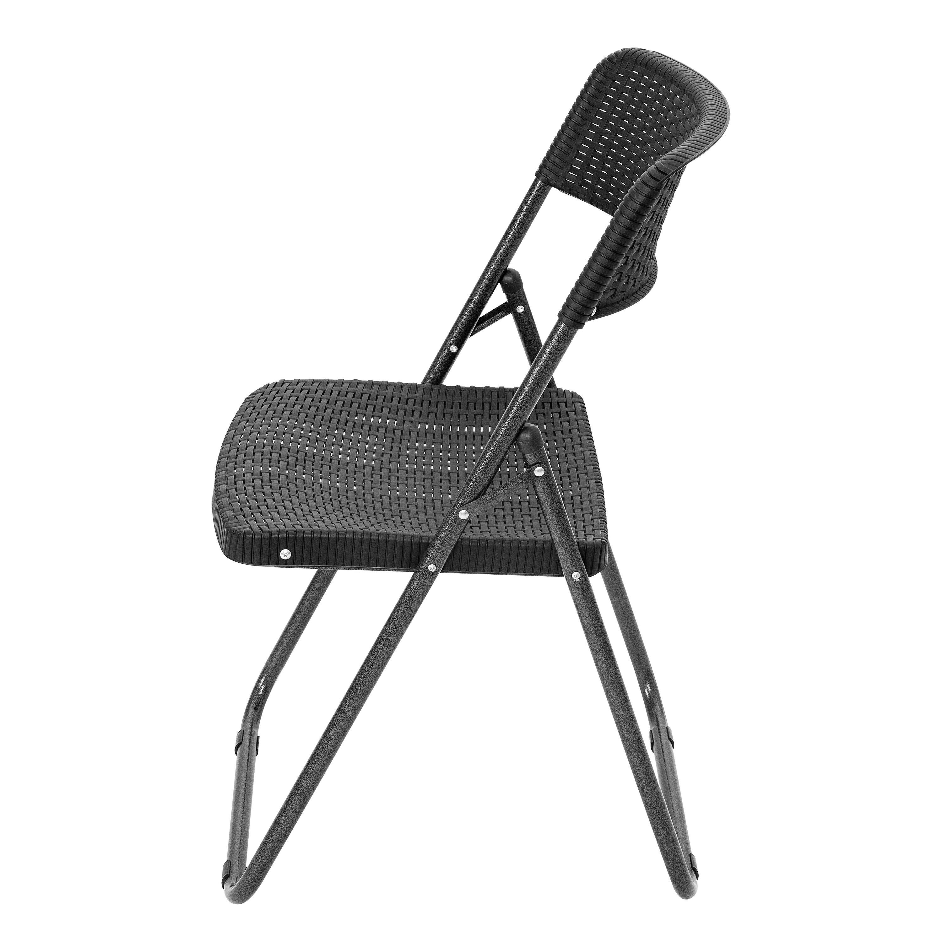 Nuu Garden 3 -Piece Black Rattan Bistro Patio Dining Set Iron Square Table with 2 Stationary Chairs