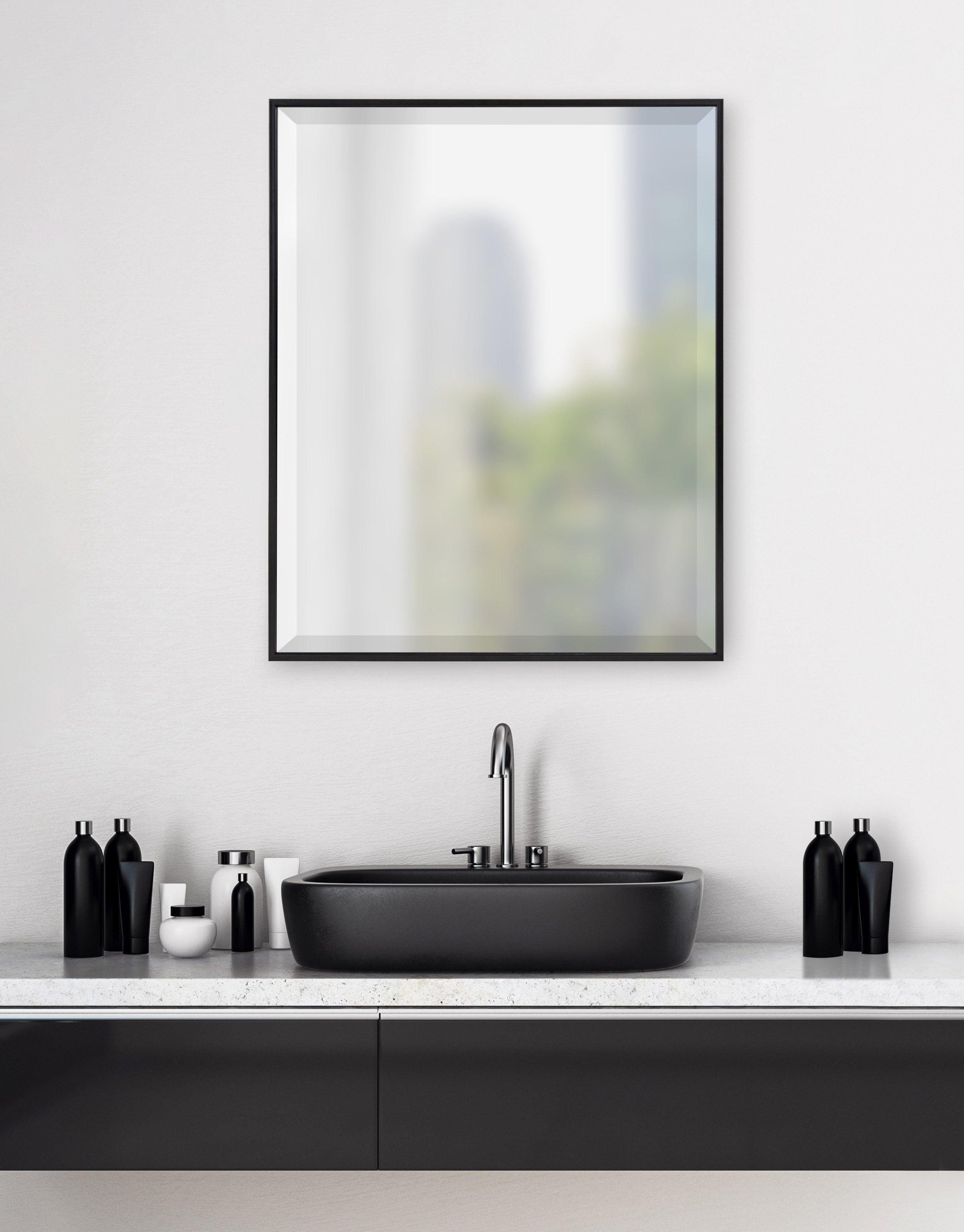 22.7" x 28.7" Rhodes Rectangle Wall Mirror Black - Kate & Laurel: Modern Beveled, No Assembly Required