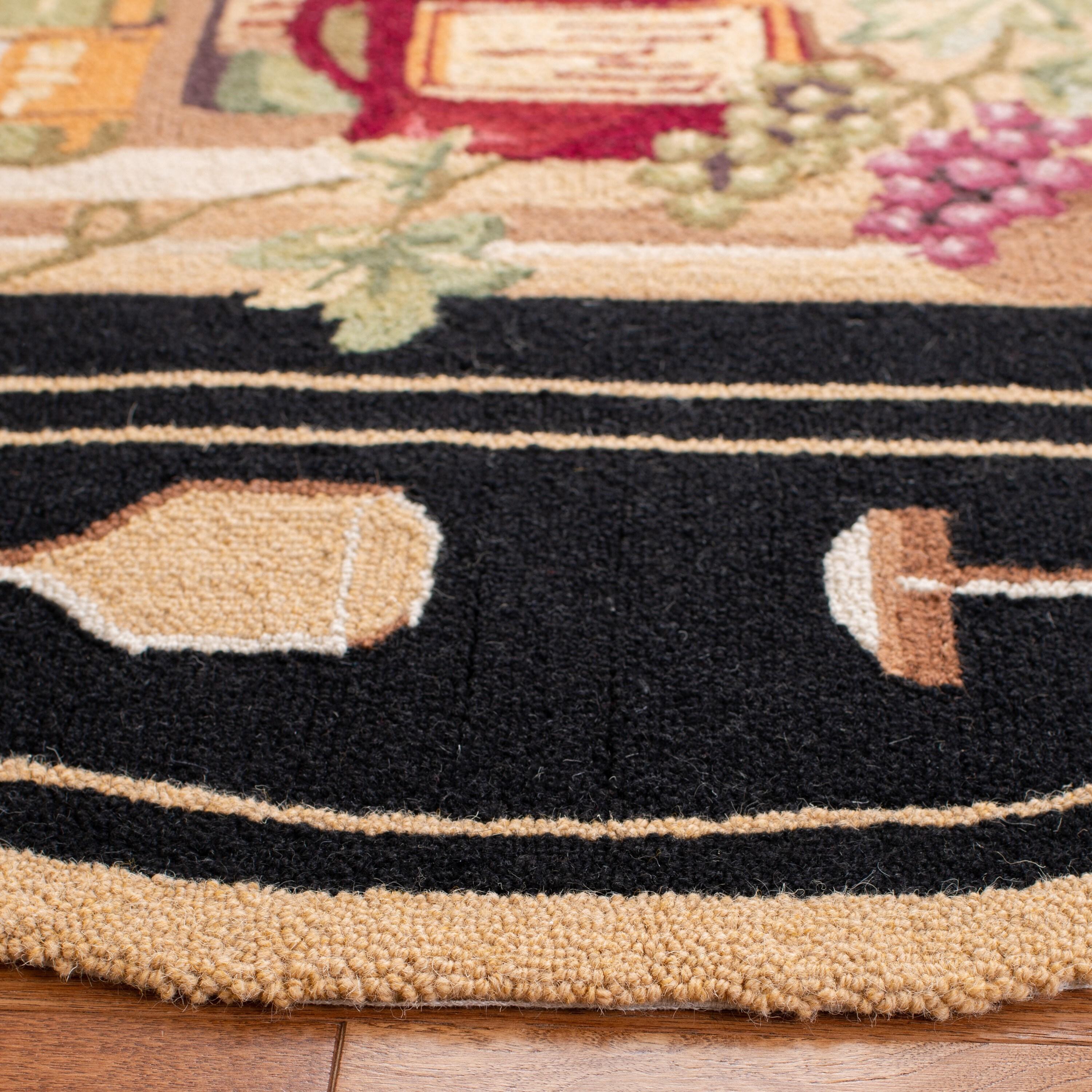 Chelsea HK254 Hand Hooked Area Rug - Black/Multi - 8' round - Safavieh.