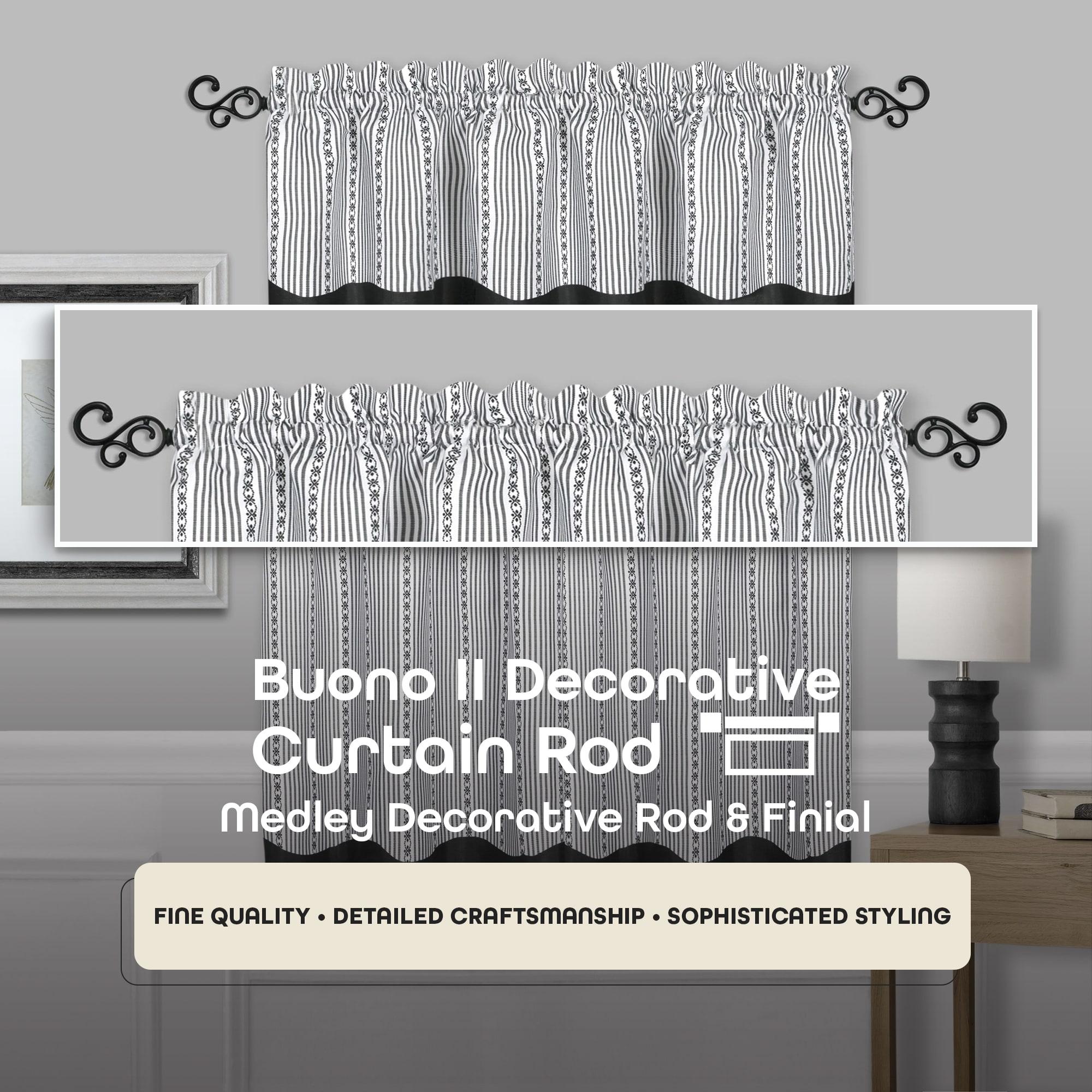 Achim Medley Buono II Decorative Curtain Rod and Finial, 48" - 86", Black