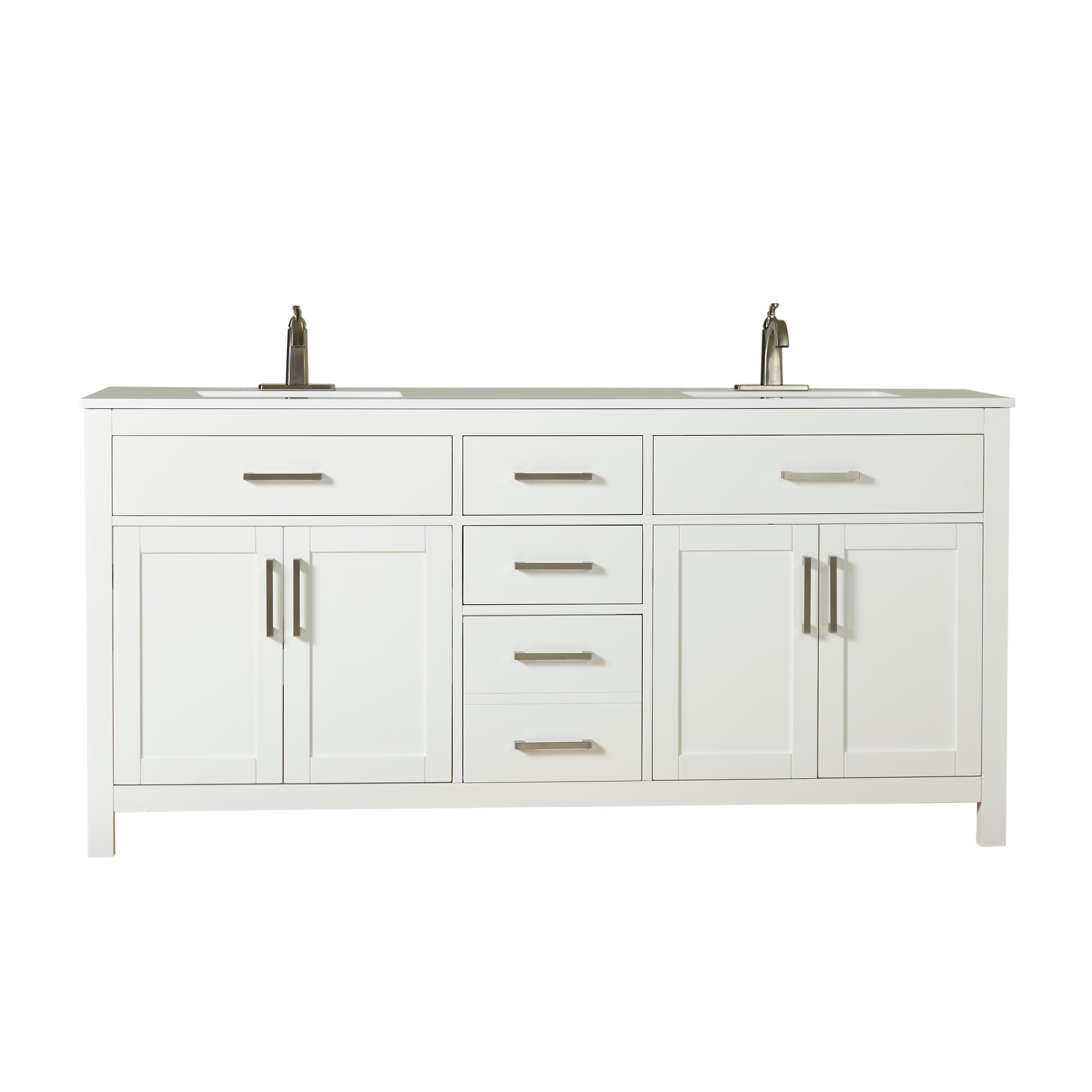 Beckett 72" Freestanding Double Bathroom Vanity with Cultured Marble Top