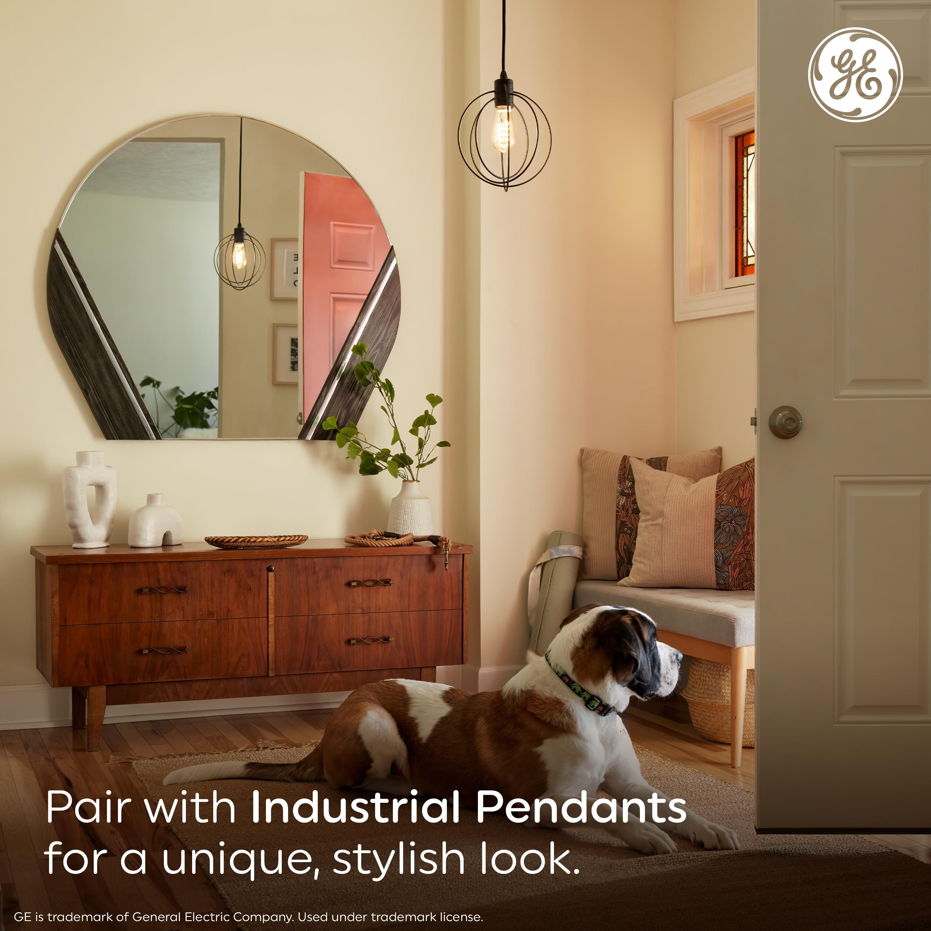 GE 2pk 60W Vintage Style ST19 LED Edison Light Bulbs Amber Glass: E26 Base, Dimmable, Warm Light, Antique Style