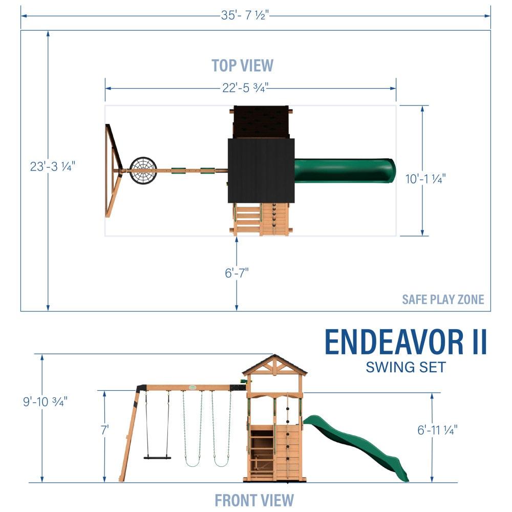Backyard Discovery Endeavor II Cedar Wood Swing Set, Slide, Play Deck, Double Rock Wall