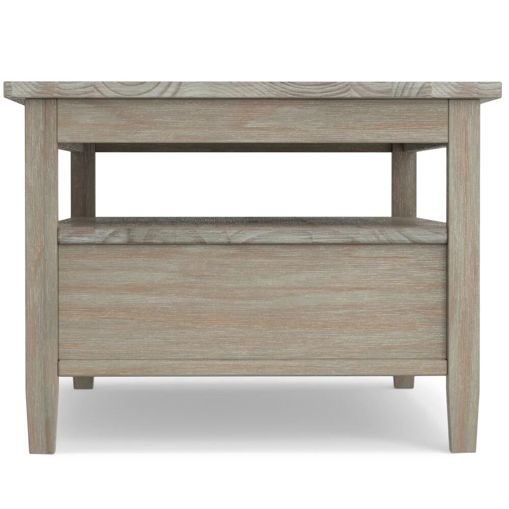 Simpli Home Warm Shaker 48"W Solid Wood Coffee Table with Two Storage Drawers and Open Shelf