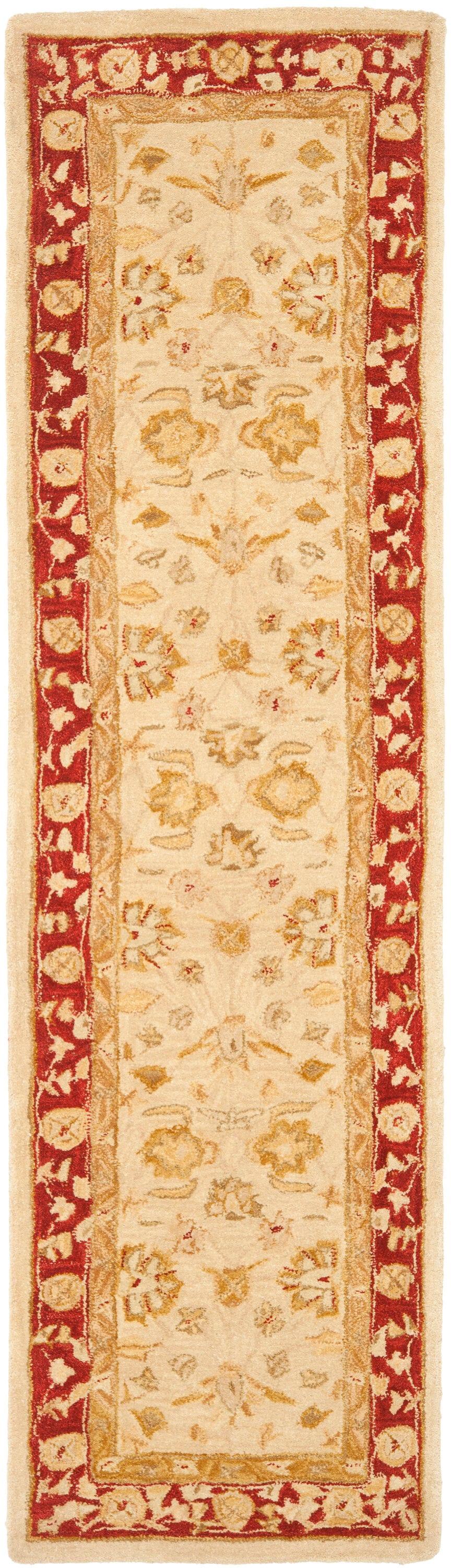 Anatolia AN522 Hand Tufted Indoor Runner Rug - Ivory/Red - 2'3"x14' - Safavieh