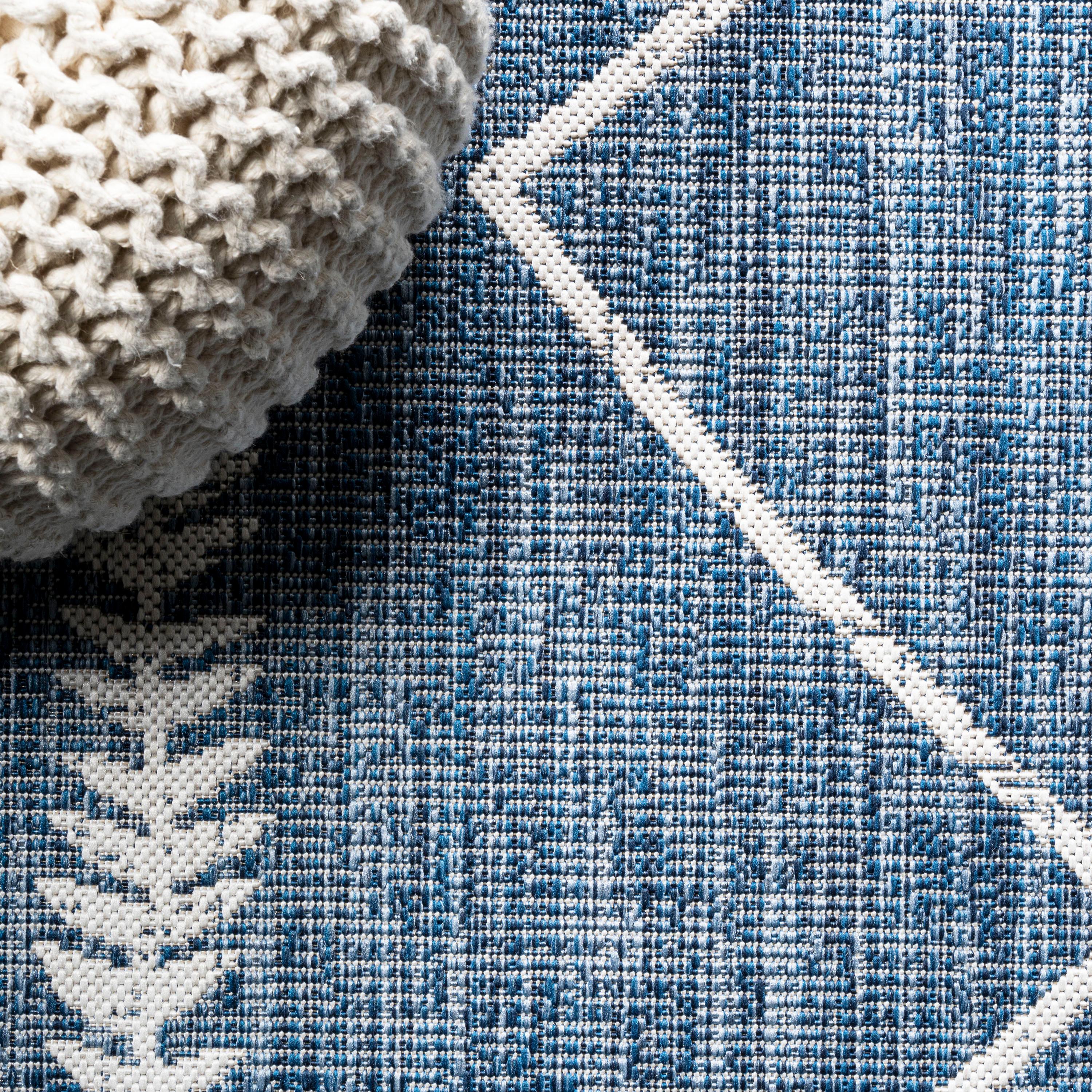 4'x6' Derya  Diamond Trellis Indoor/Outdoor Area Rug, Blue/Ivory - JONATHAN Y