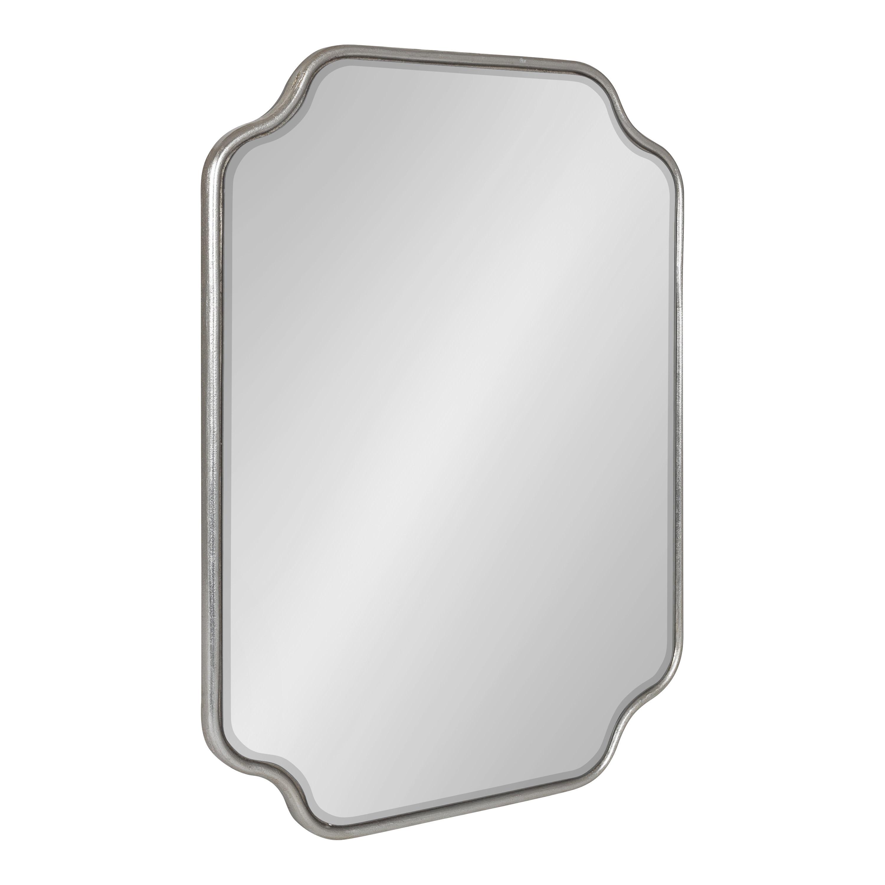 Kate and Laurel Plumley Glam Scalloped Wall Mirror, 18 x 24, Silver, Transitional Mirror Wall Decor