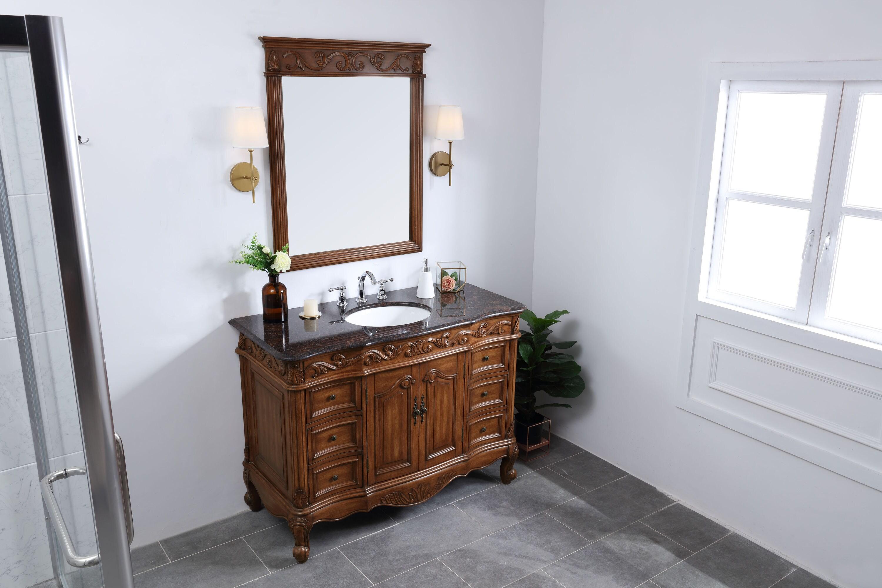 Elegant Decor Oakland 48" Single Marble Top Bathroom Vanity in Teak