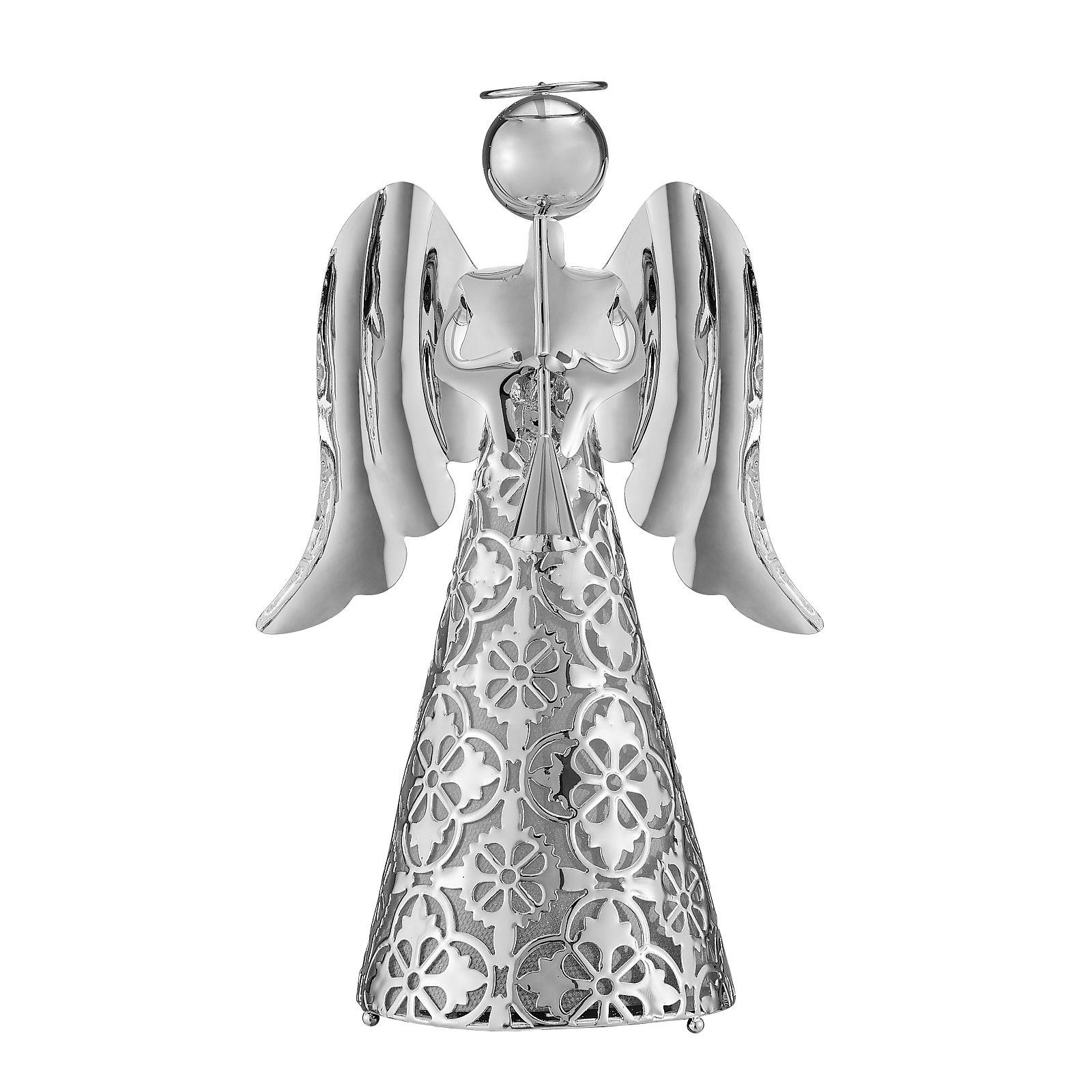 9" Pre-Lit LED Tabletop Angel Decorative Figurine Silver - Haute Décor