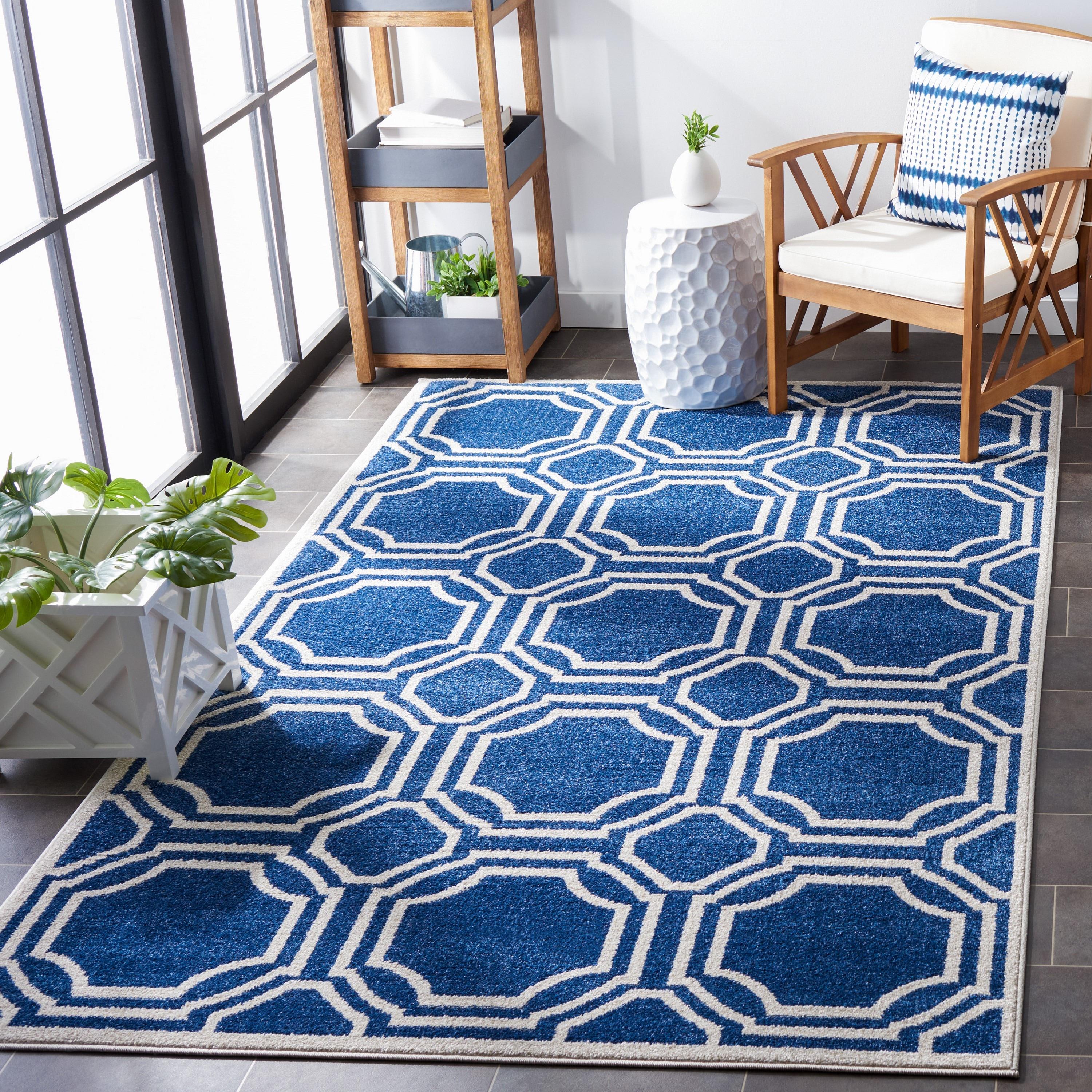 Amherst AMT411 Power Loomed Area Rug - Navy/Ivory - 8'x10' - Safavieh.