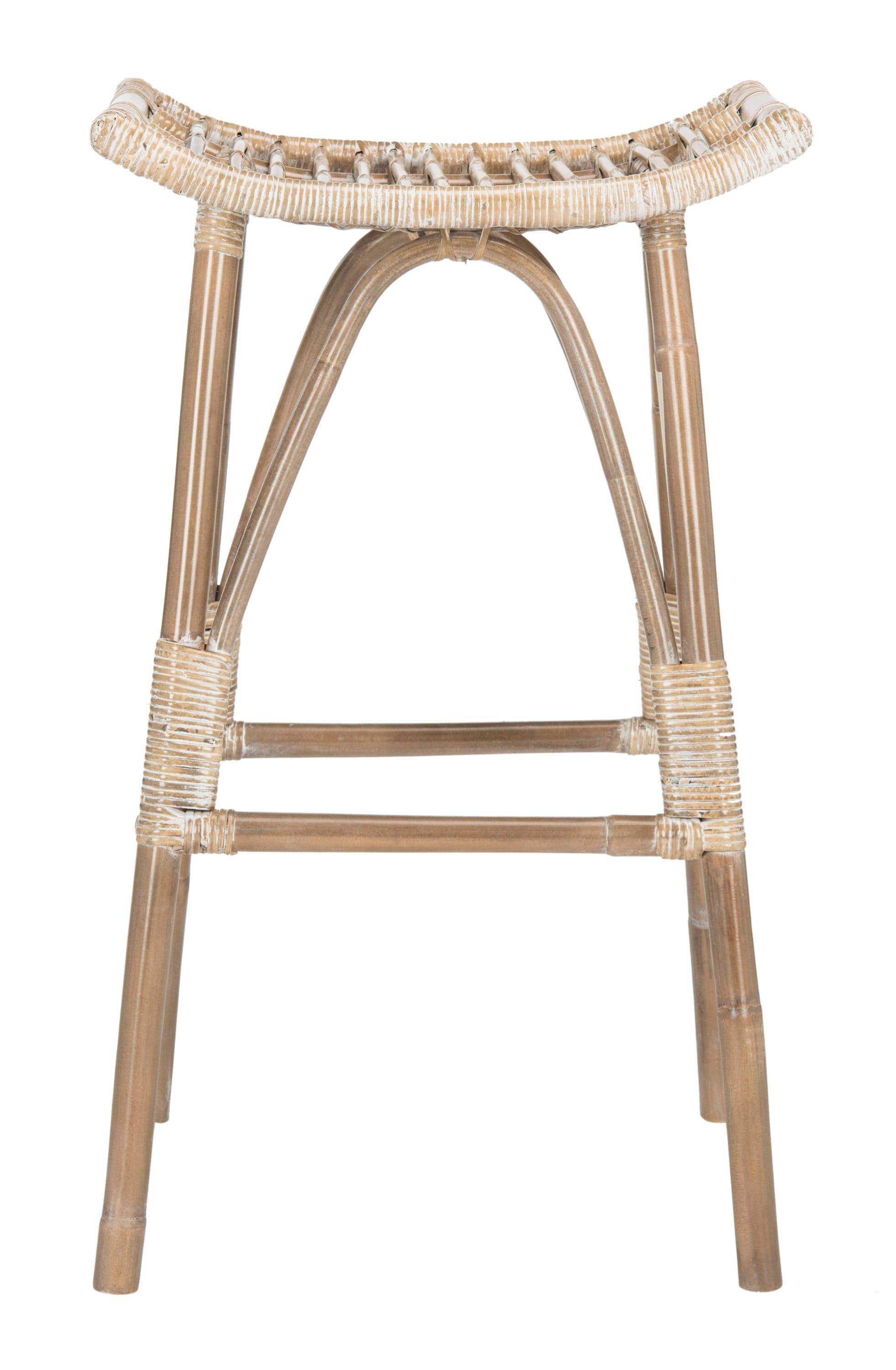 Leda Rattan Bar Stool - WIK6511 - White/Grey - Safavieh